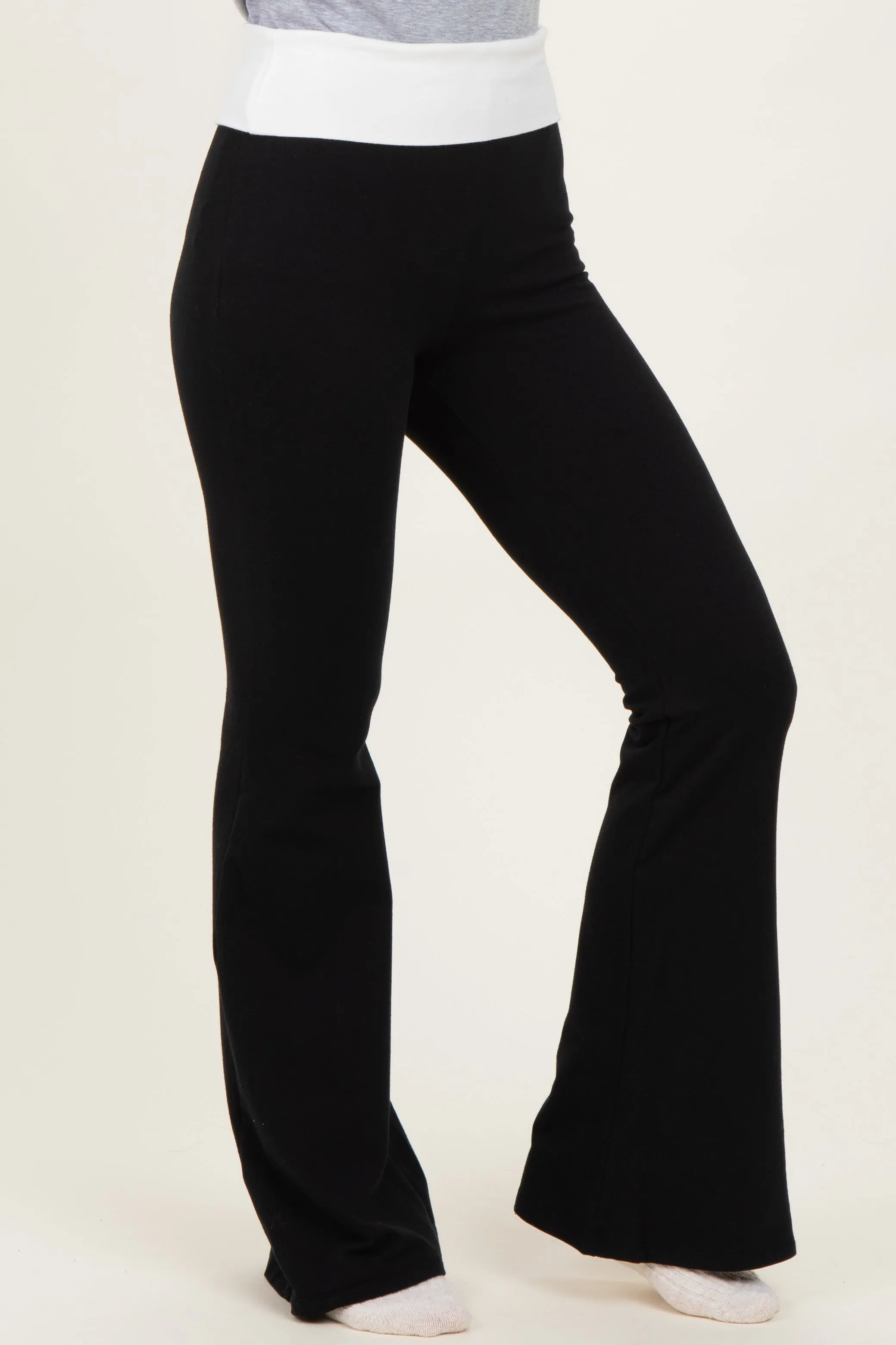 Black Contrast Waistband Flared Maternity Lounge Pants sold by Pinkblush product image thumbnail 5