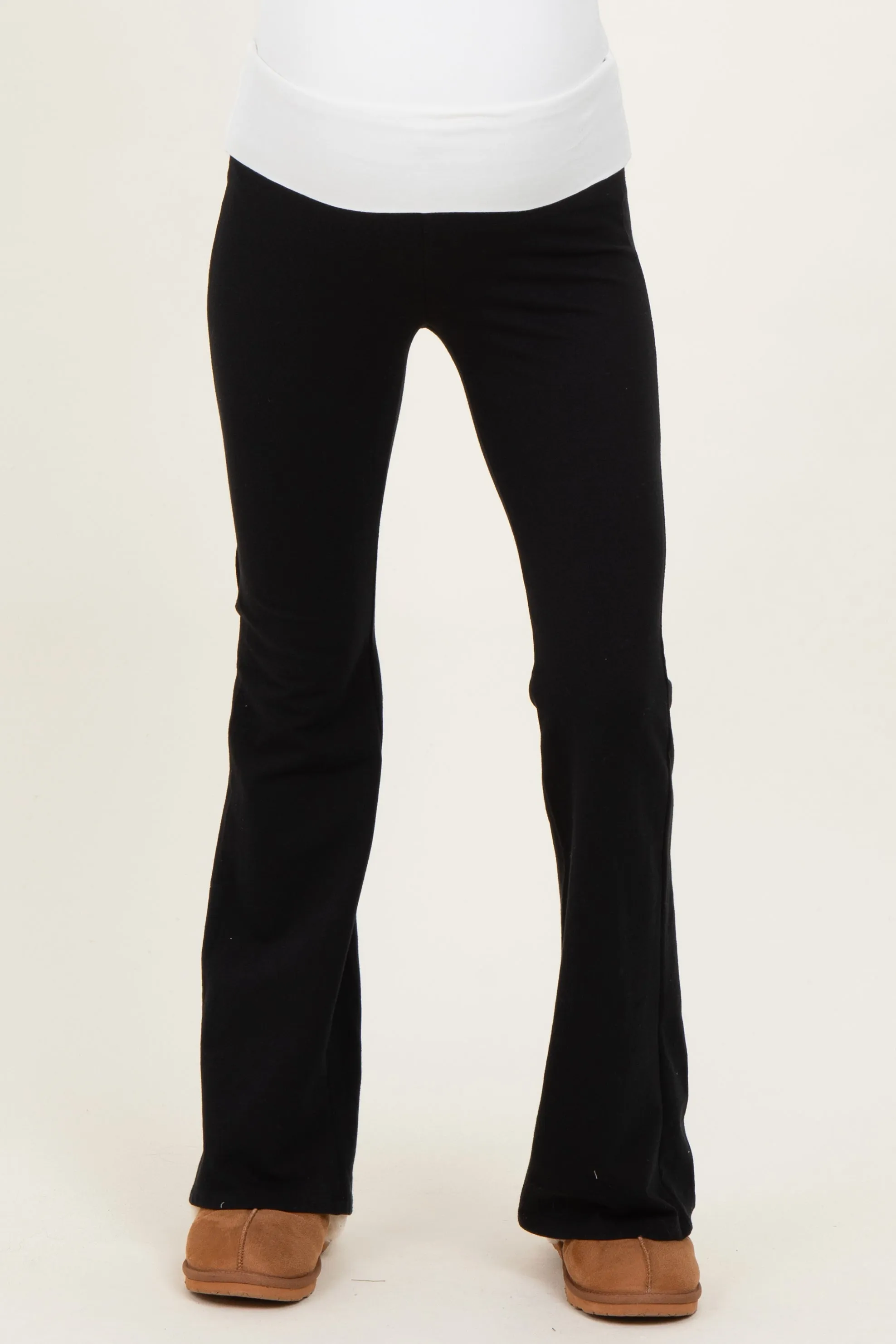 Black Contrast Waistband Flared Maternity Lounge Pants sold by Pinkblush product image thumbnail 2