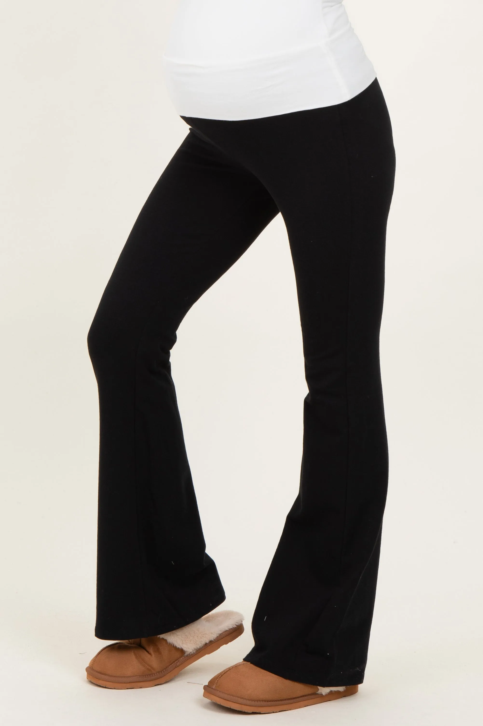 Black Contrast Waistband Flared Maternity Lounge Pants sold by Pinkblush product image thumbnail 3