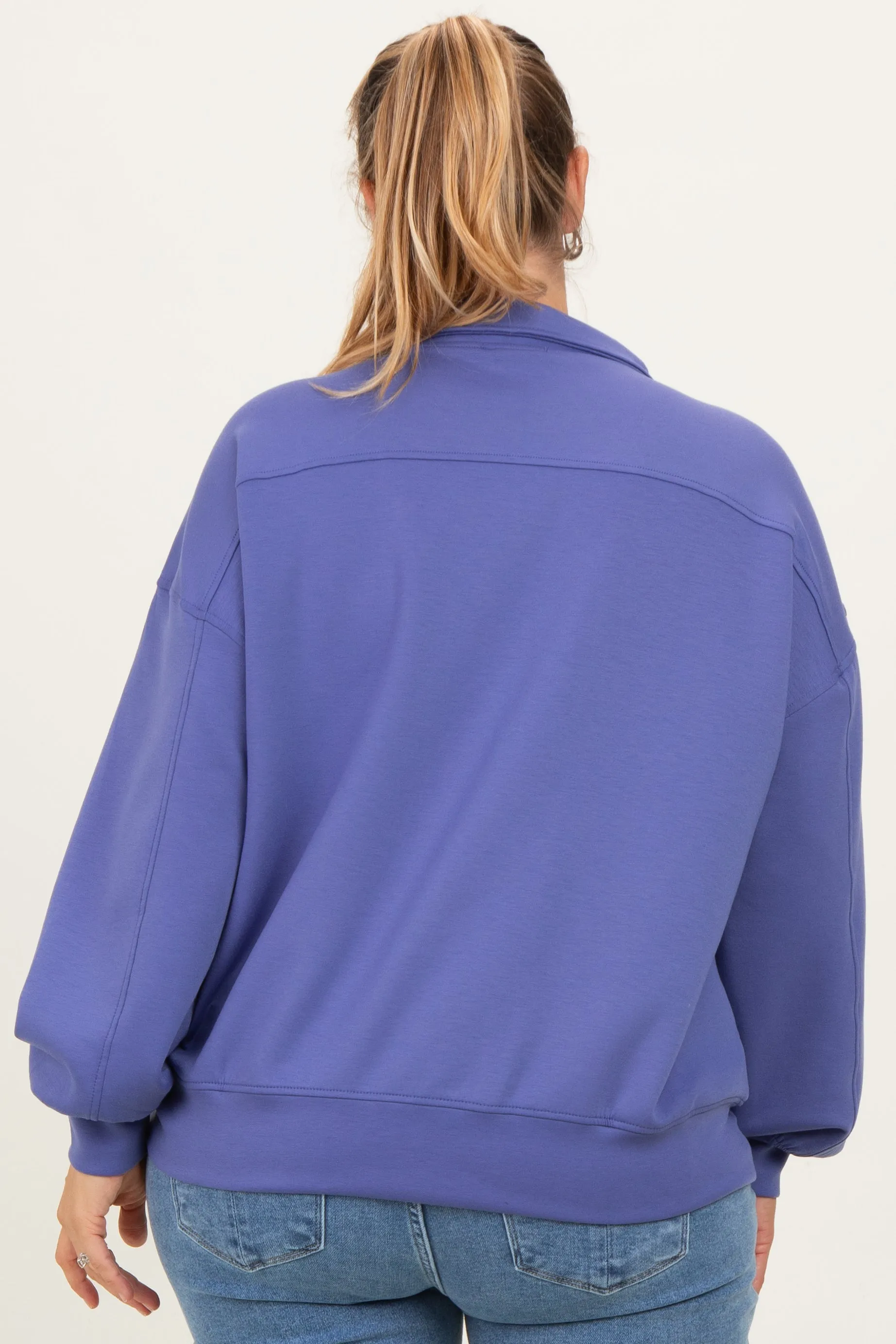 Periwinkle Half Zip Maternity Plus Pullover sold by Pinkblush product image thumbnail 4