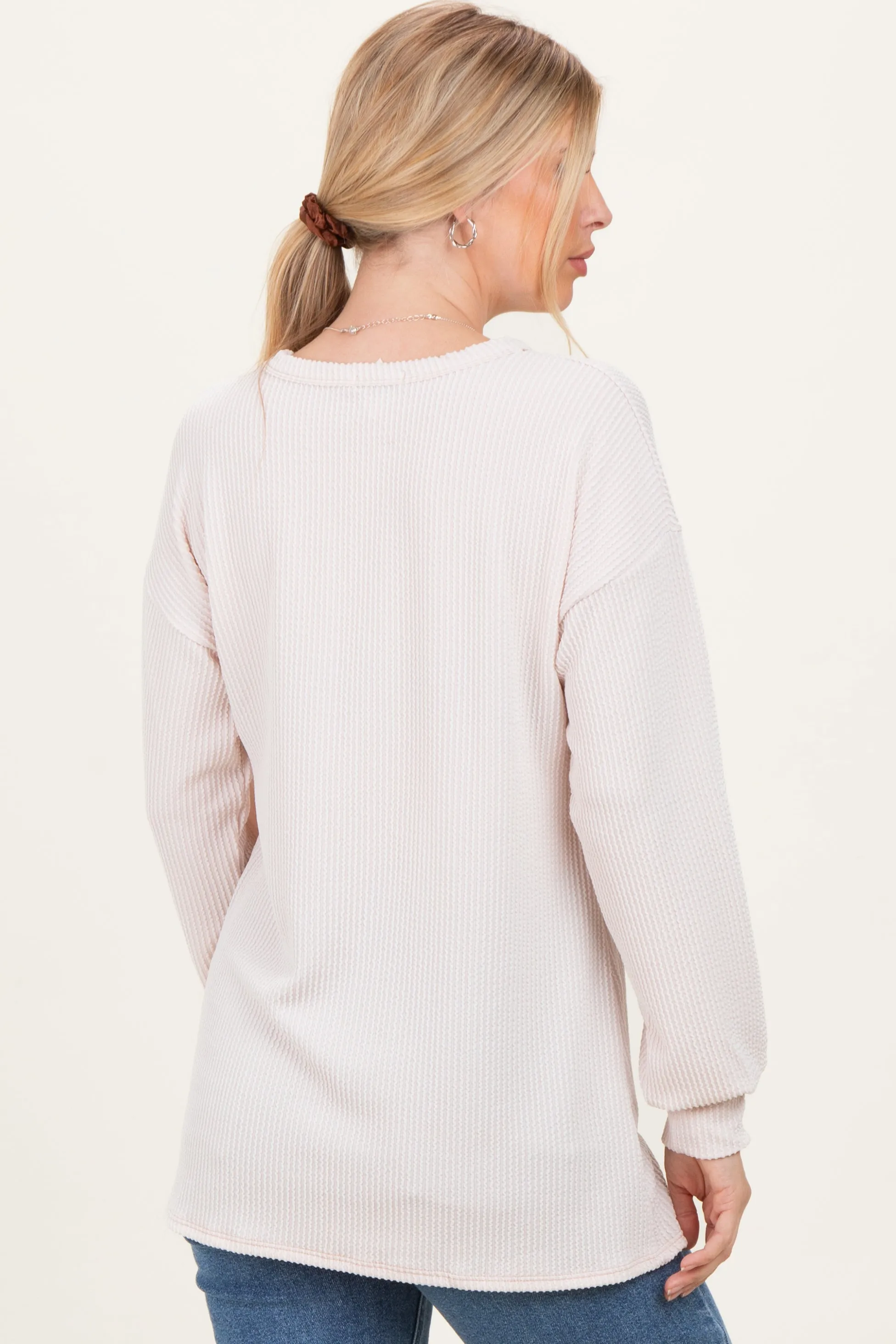 Cream Puff Sleeve Solid Ribbed Top sold by Pinkblush product image thumbnail 4
