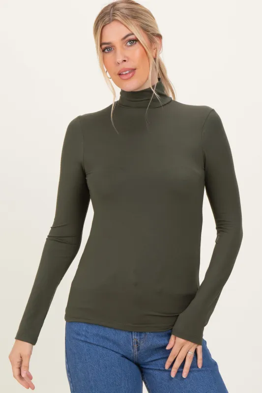 Olive Mock Neck Top sold by Pinkblush