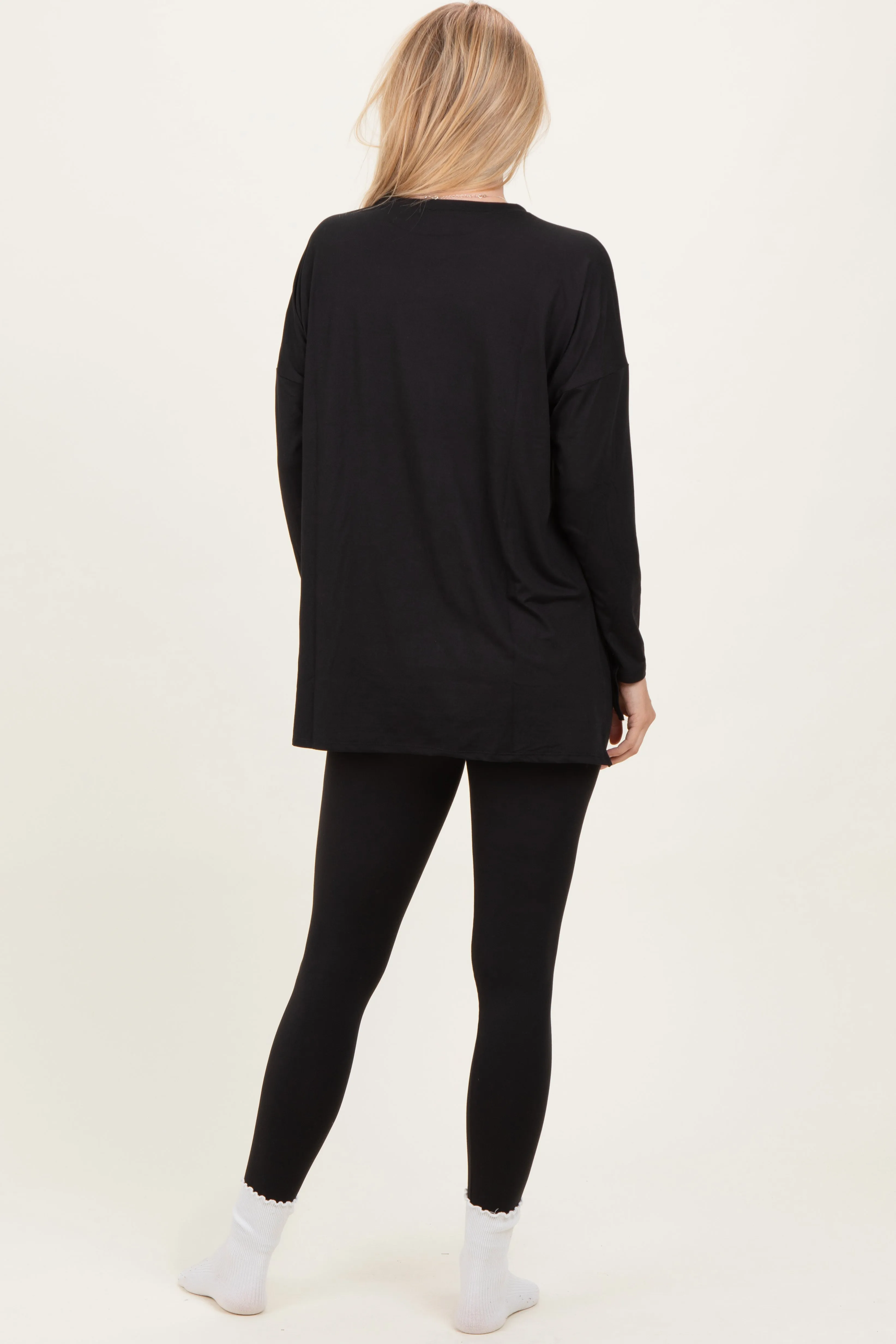 Black Brushed Knit Oversized Top and Legging Set sold by Pinkblush product image thumbnail 3