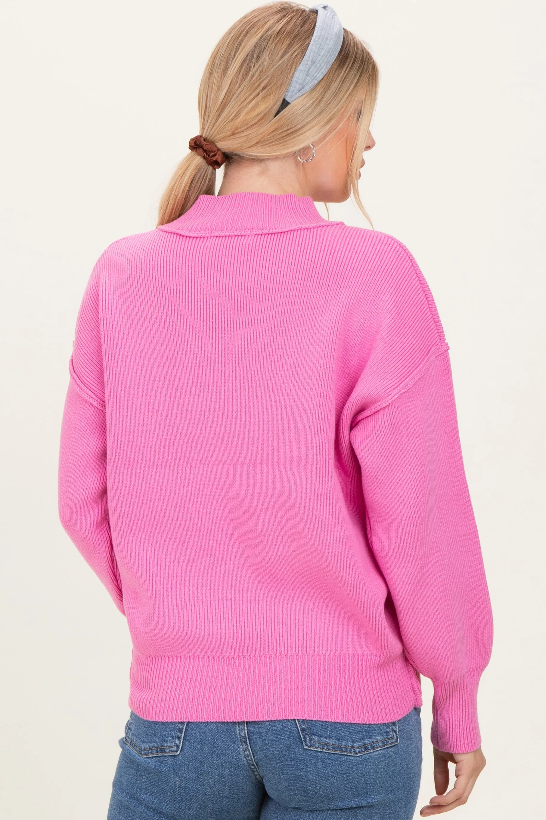 Pink Wide Neck Drop Shoulder Sweater sold by Pinkblush product image thumbnail 4