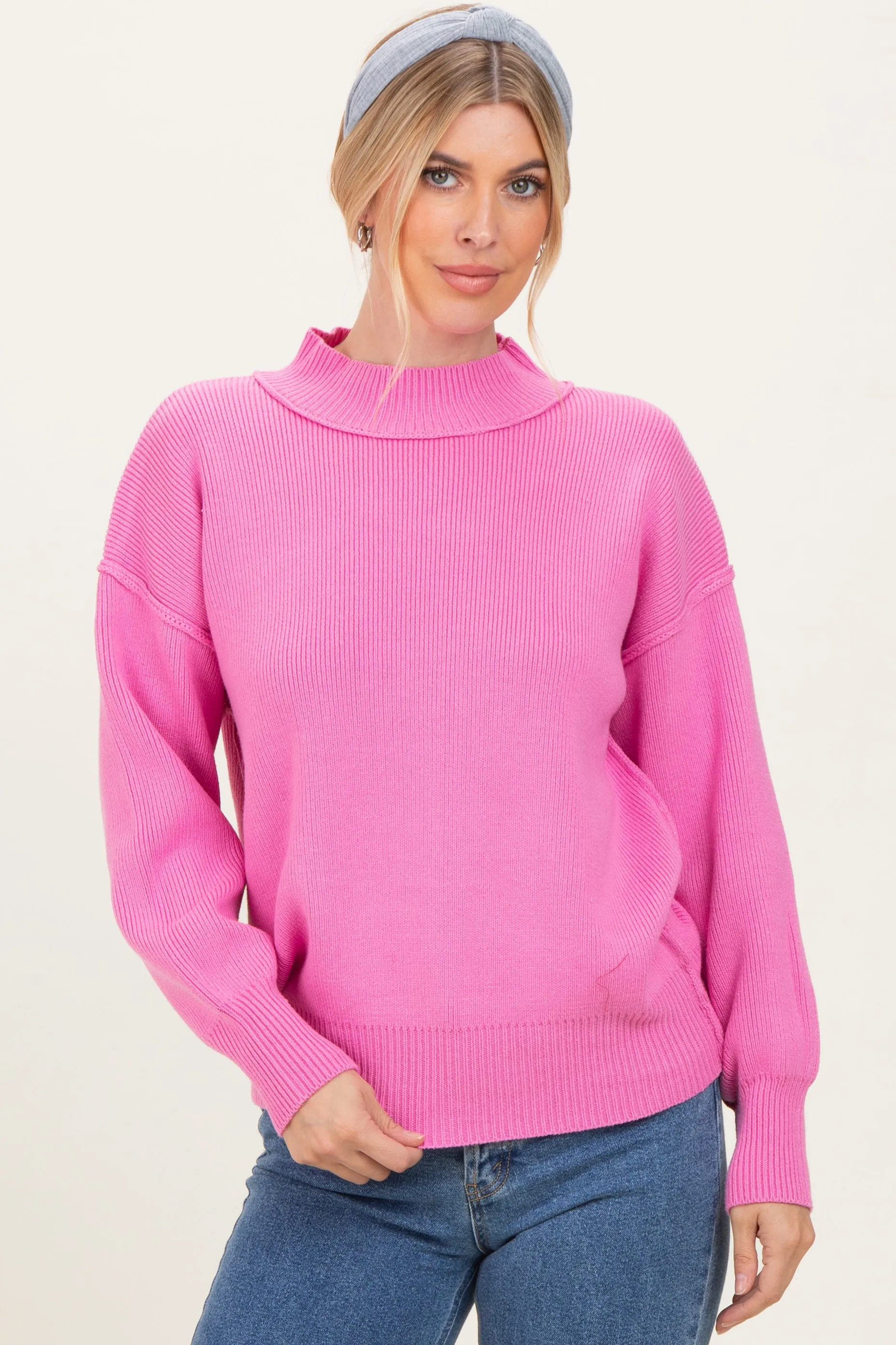 Pink Wide Neck Drop Shoulder Sweater sold by Pinkblush product image thumbnail 2