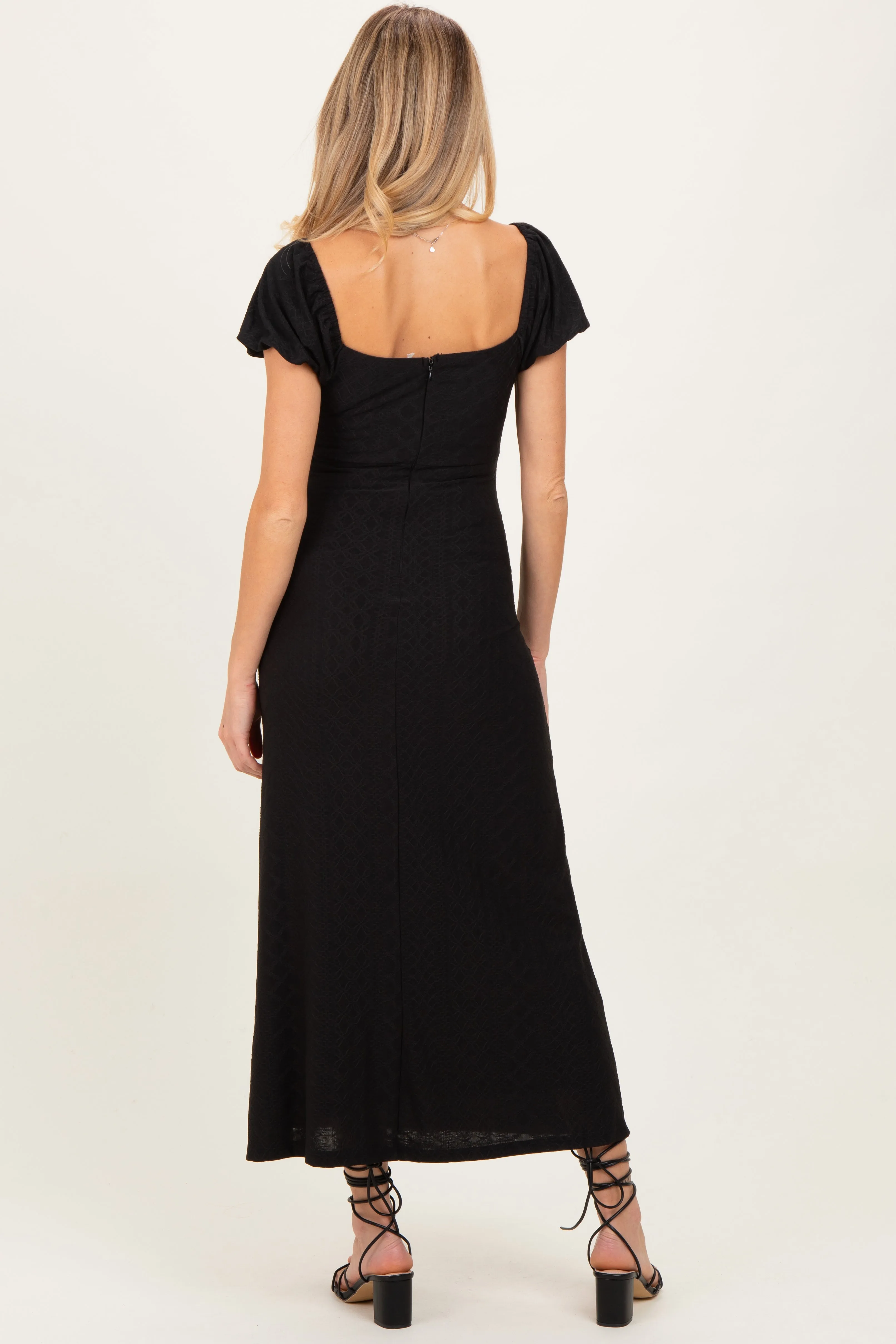 Black Texture Knit Maternity Midi Dress sold by Pinkblush product image thumbnail 4