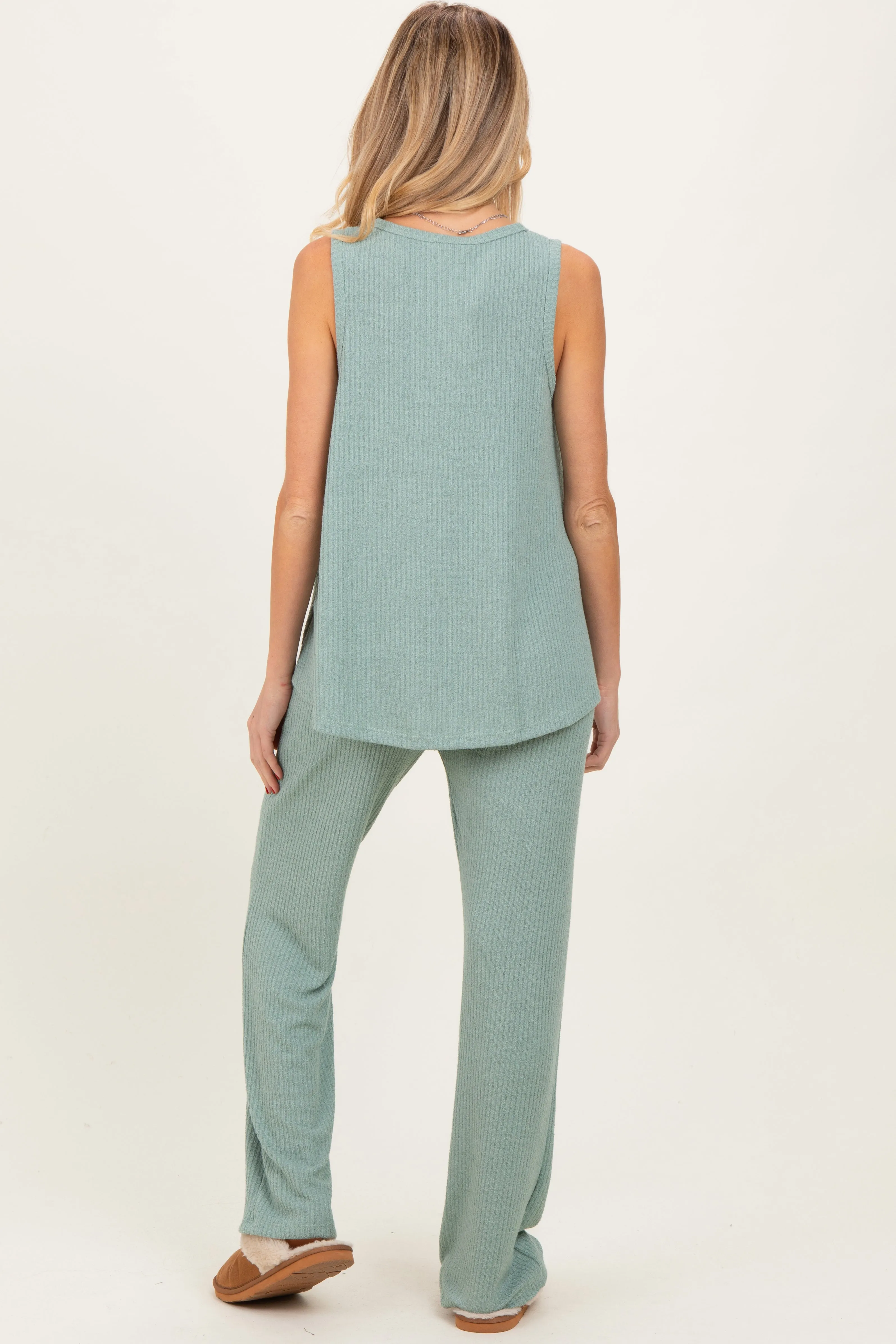 Sage Rib Knit Tank and Pant Maternity Set sold by Pinkblush product image thumbnail 2