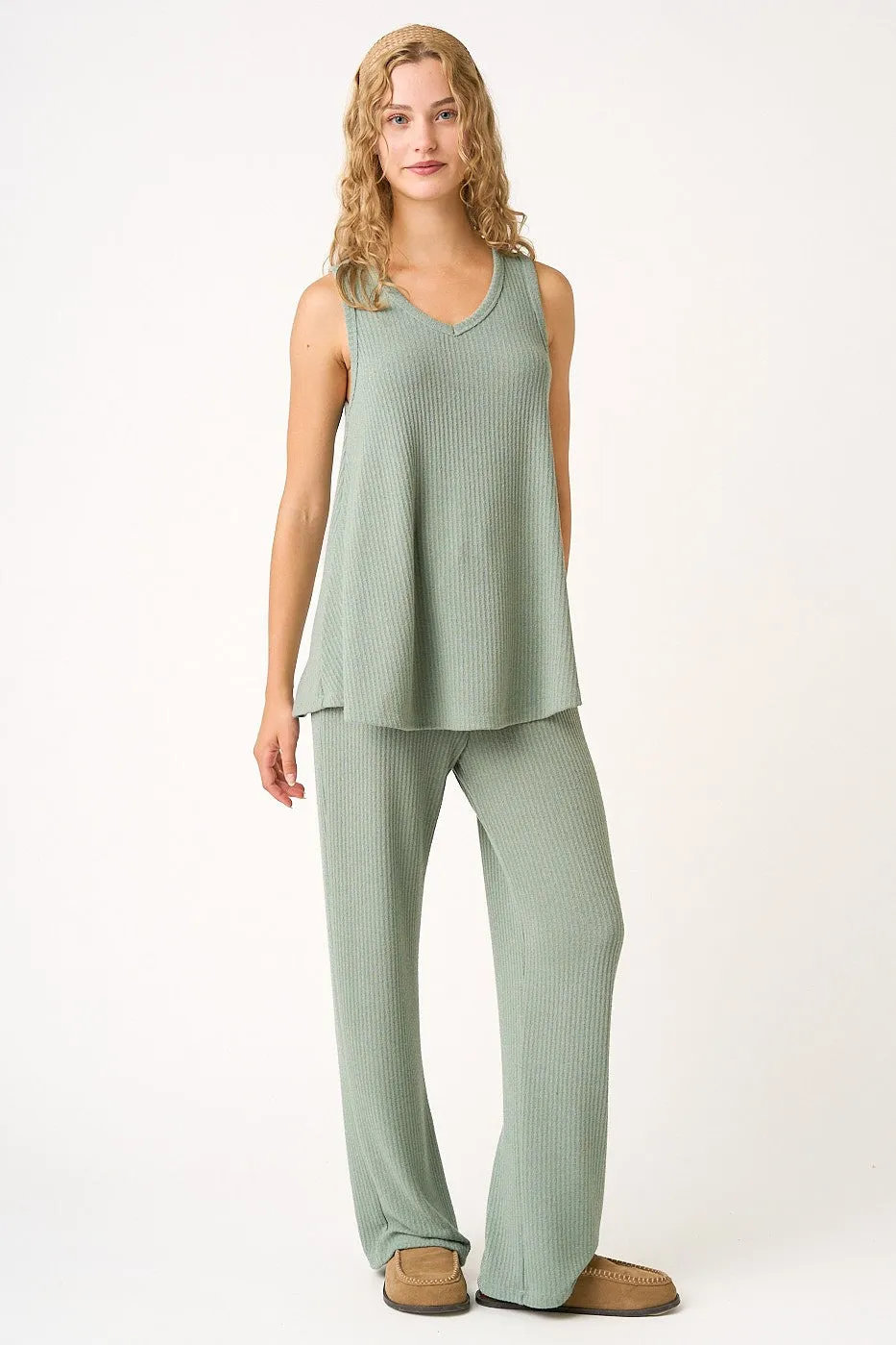 Sage Rib Knit Tank and Pant Maternity Set sold by Pinkblush product image thumbnail 3