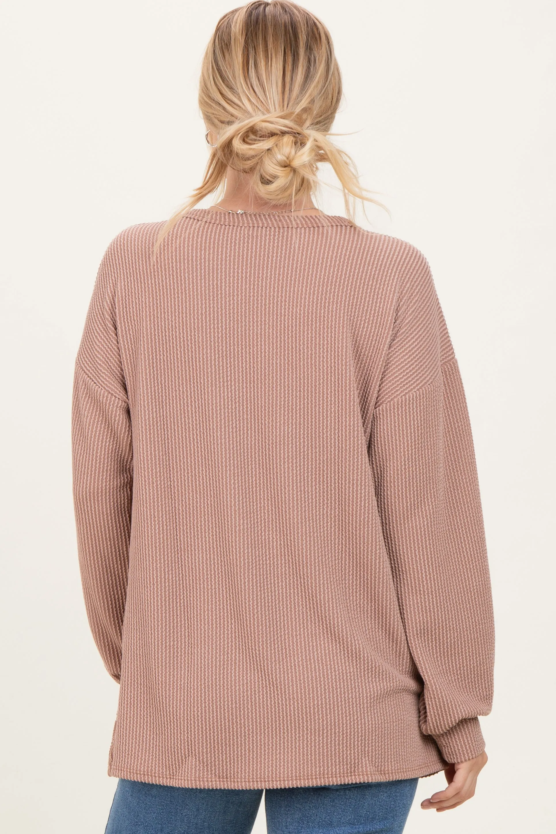 Taupe Puff Sleeve Solid Ribbed Top sold by Pinkblush product image thumbnail 4