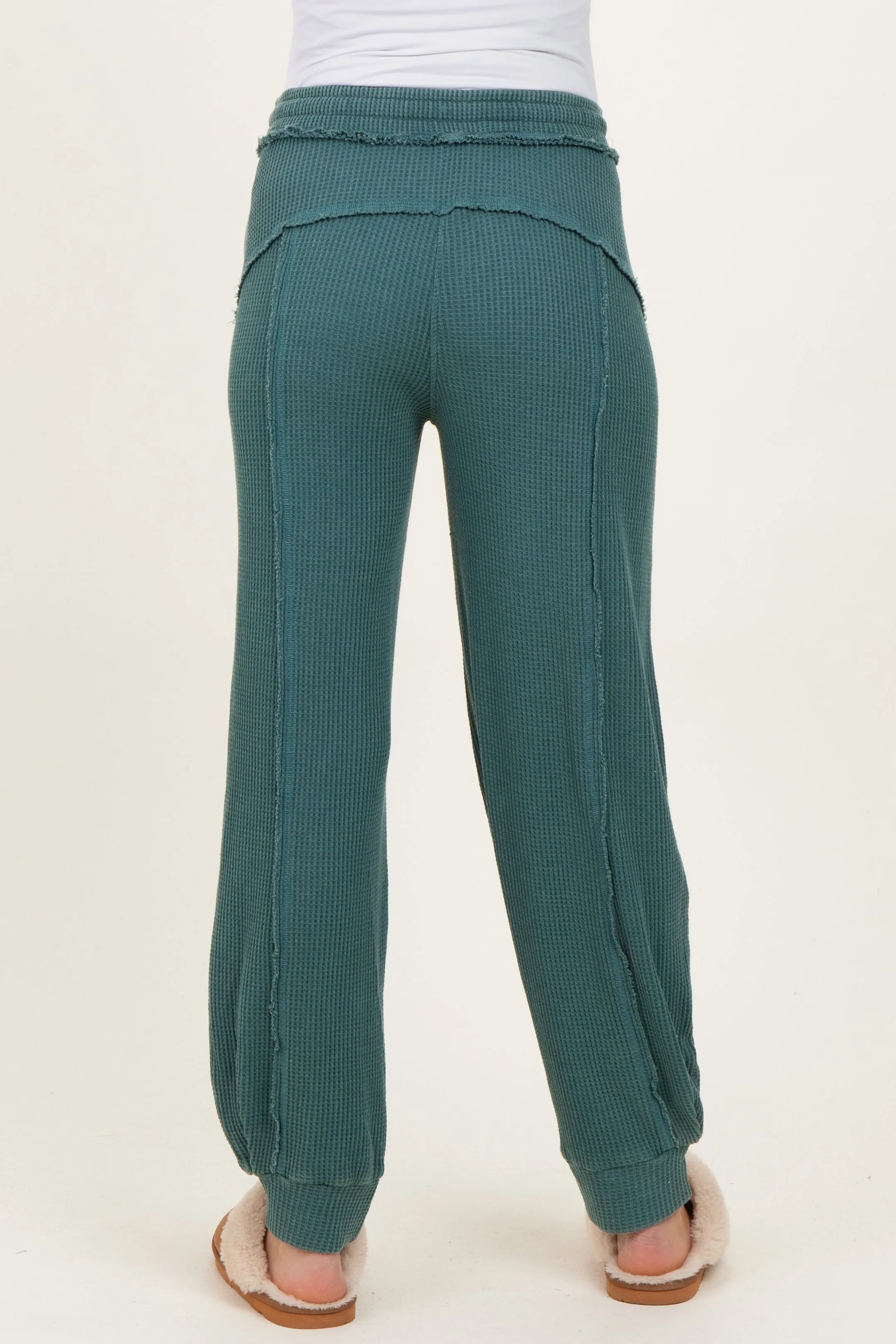 Teal Raw Seam Waffle Knit Maternity Joggers sold by Pinkblush product image thumbnail 4