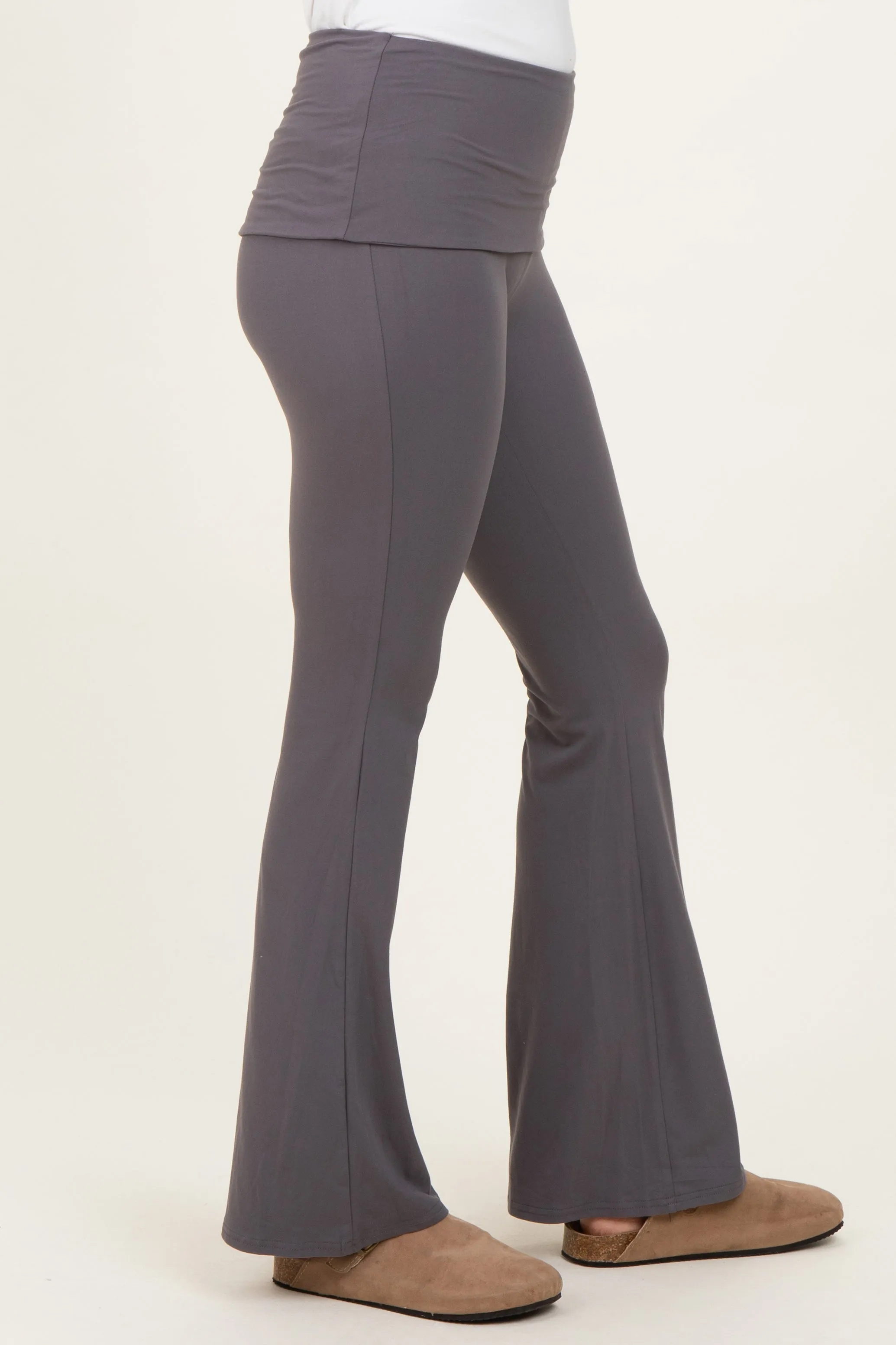 Grey Wide Fold-Over Flared Pants sold by Pinkblush product image thumbnail 3