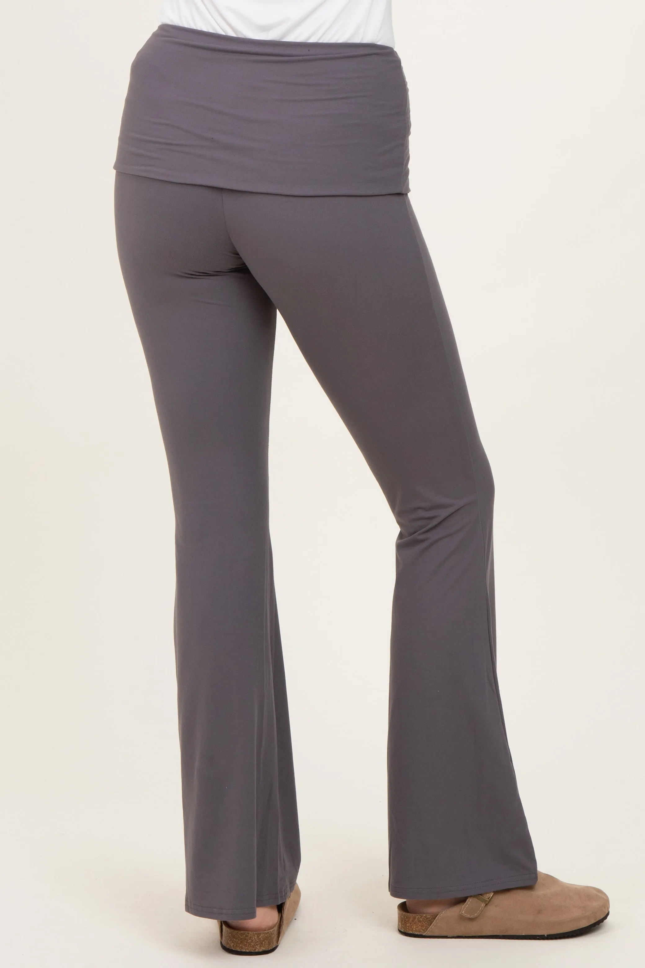 Grey Wide Fold-Over Flared Pants sold by Pinkblush product image thumbnail 4