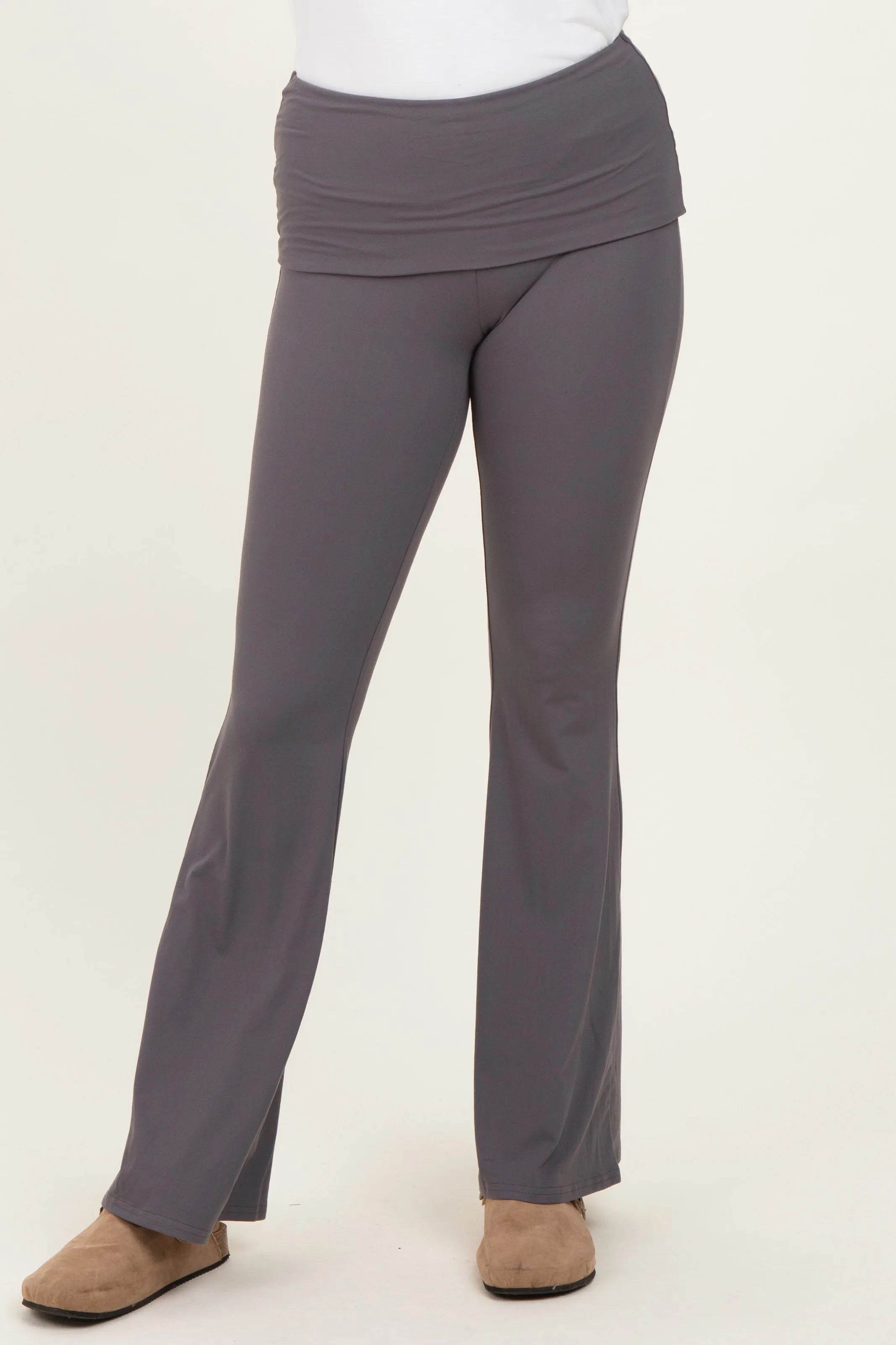 Grey Wide Fold-Over Flared Pants sold by Pinkblush product image thumbnail 2