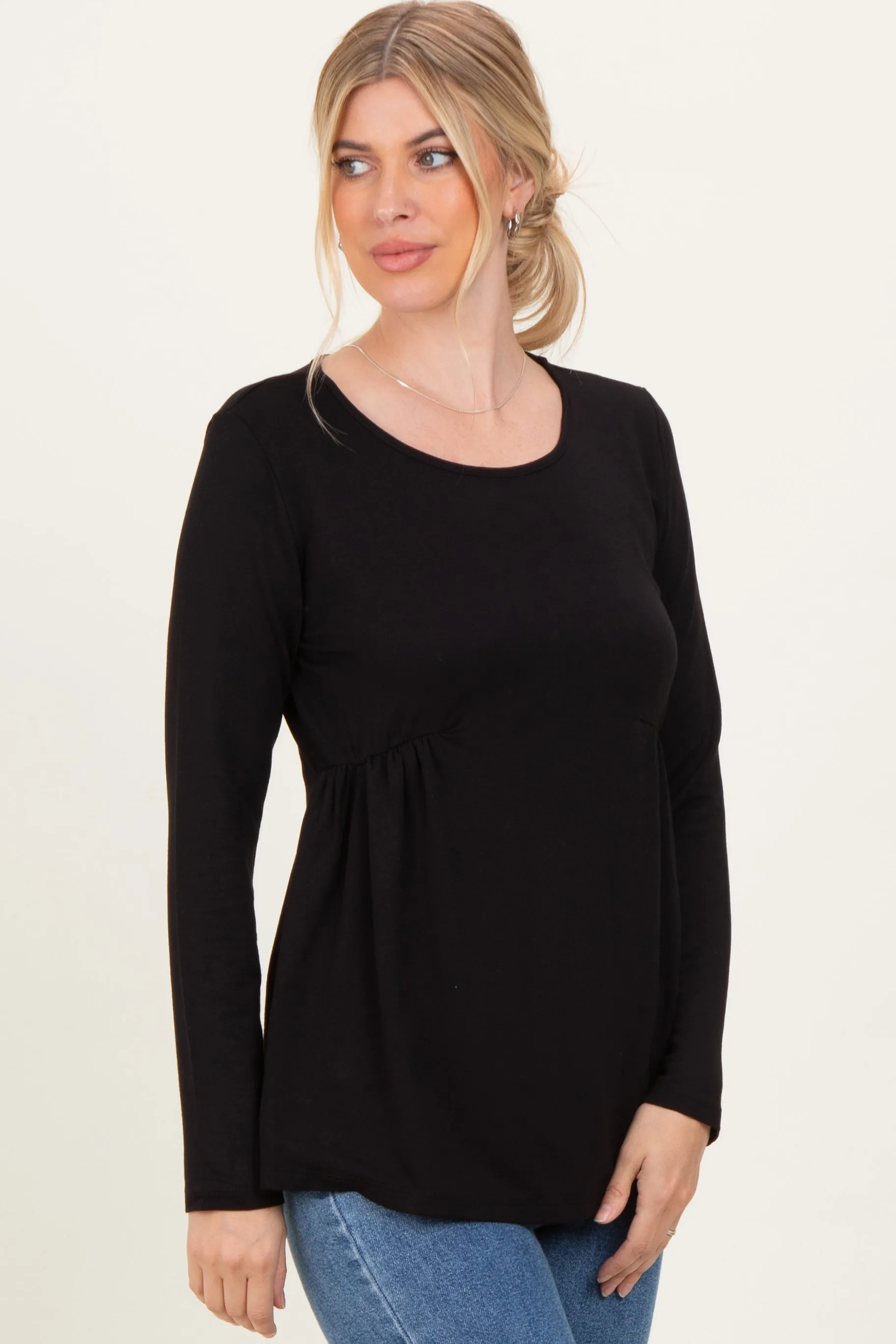 Black French Terry Long Sleeve Scoop Neck Top sold by Pinkblush product image thumbnail 3
