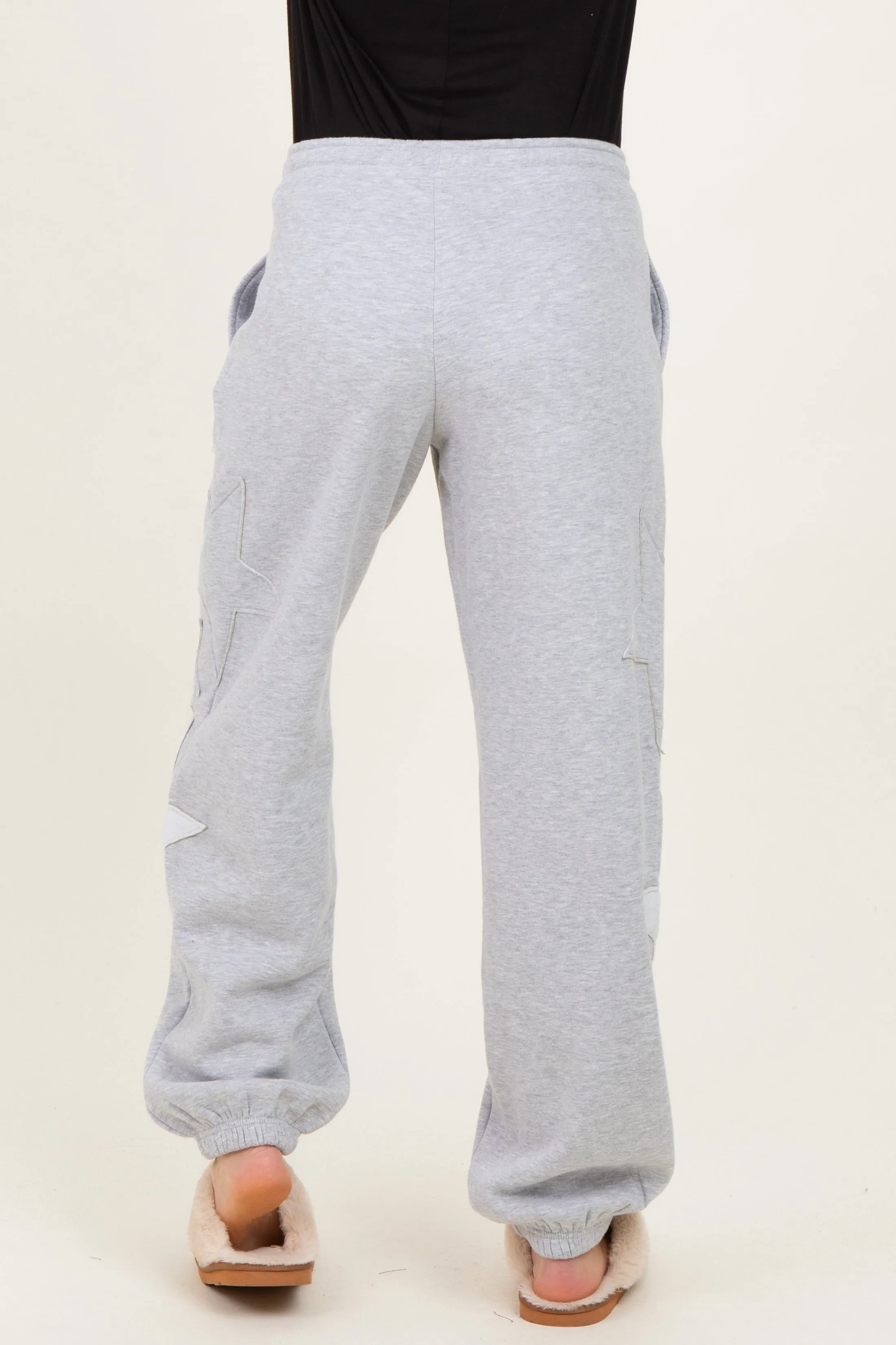 Heather Gray Star Patch Maternity Drawstring Sweatpants sold by Pinkblush product image thumbnail 4