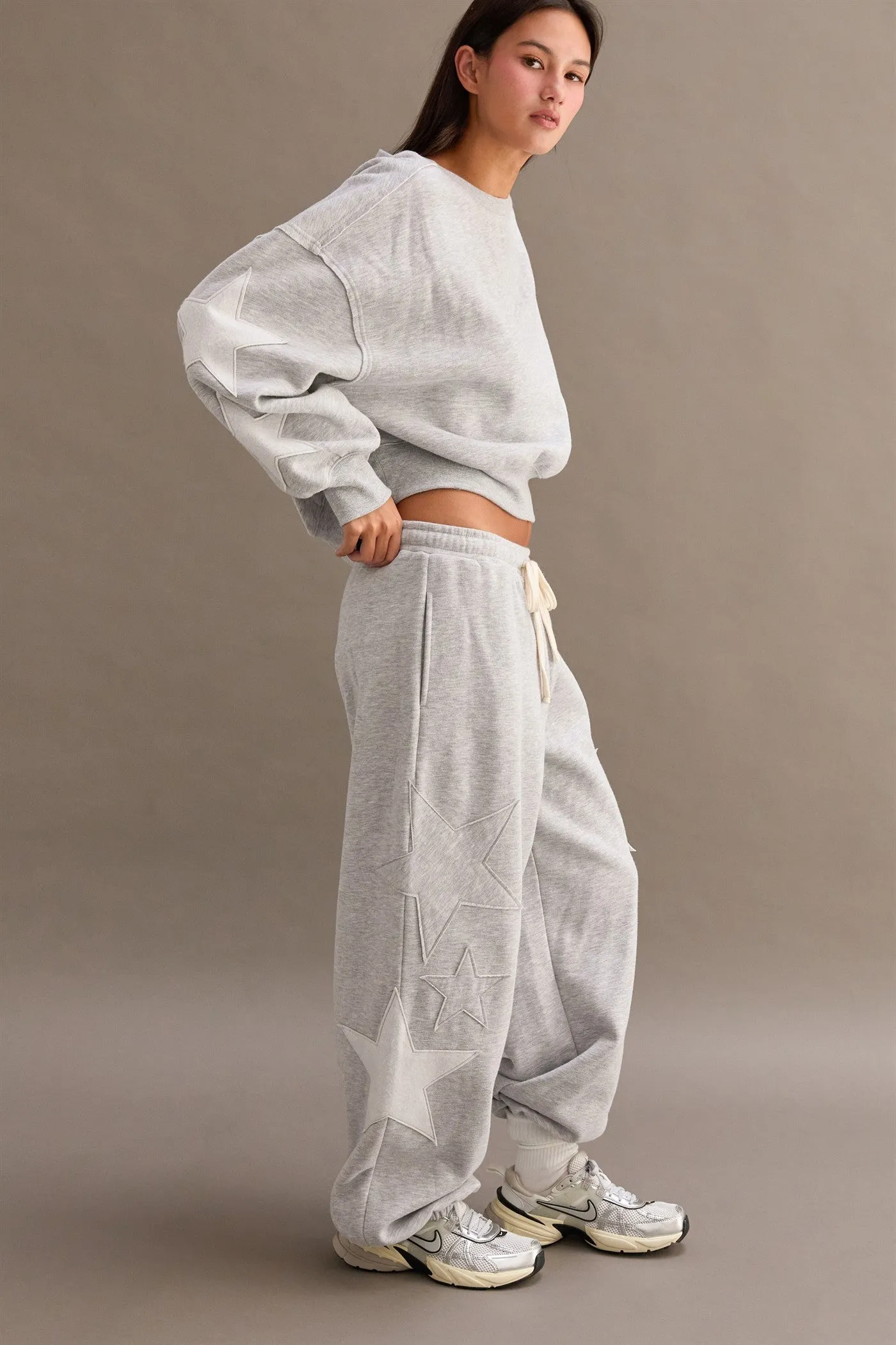 Heather Gray Star Patch Maternity Drawstring Sweatpants sold by Pinkblush product image thumbnail 5