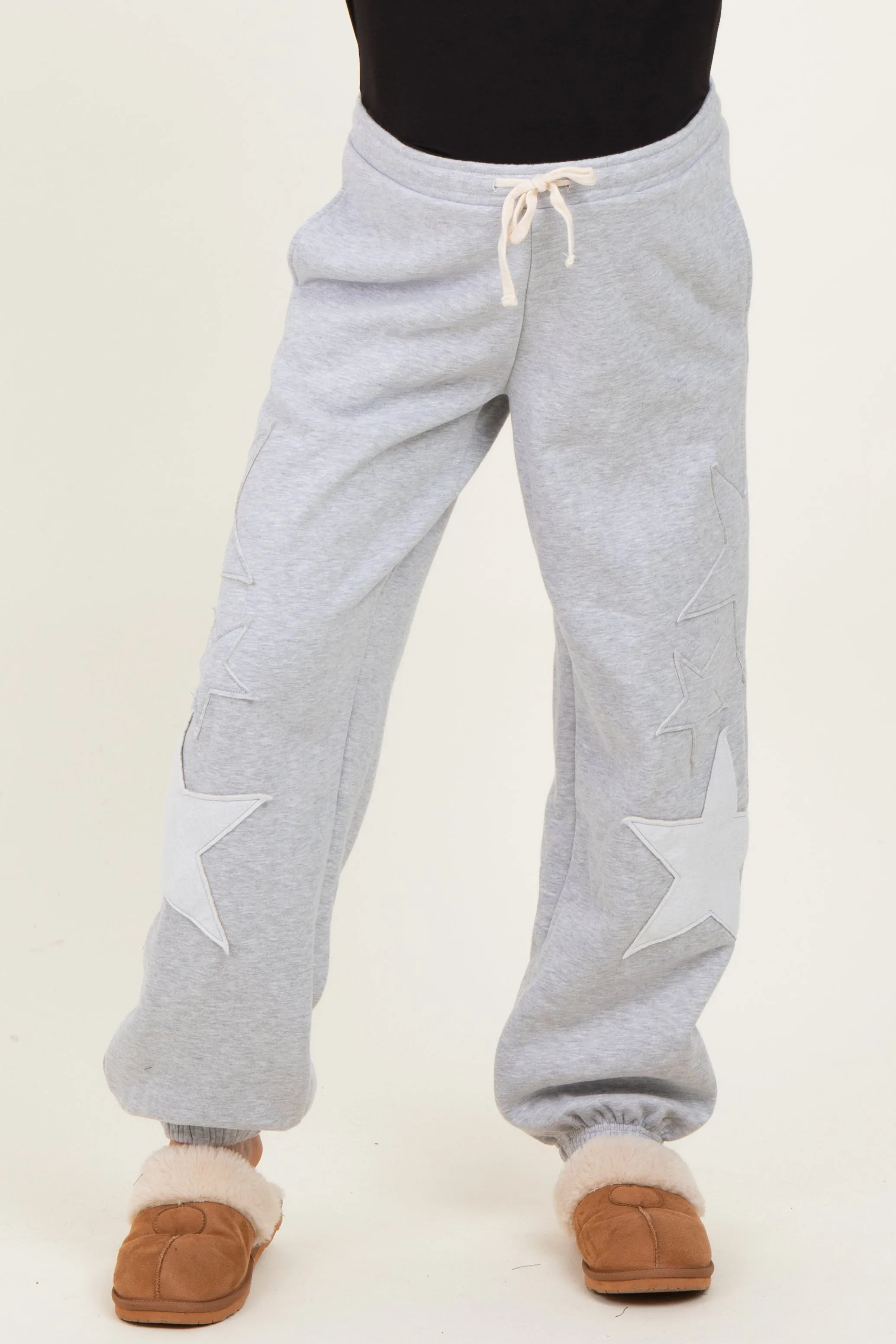 Heather Gray Star Patch Maternity Drawstring Sweatpants sold by Pinkblush product image thumbnail 2