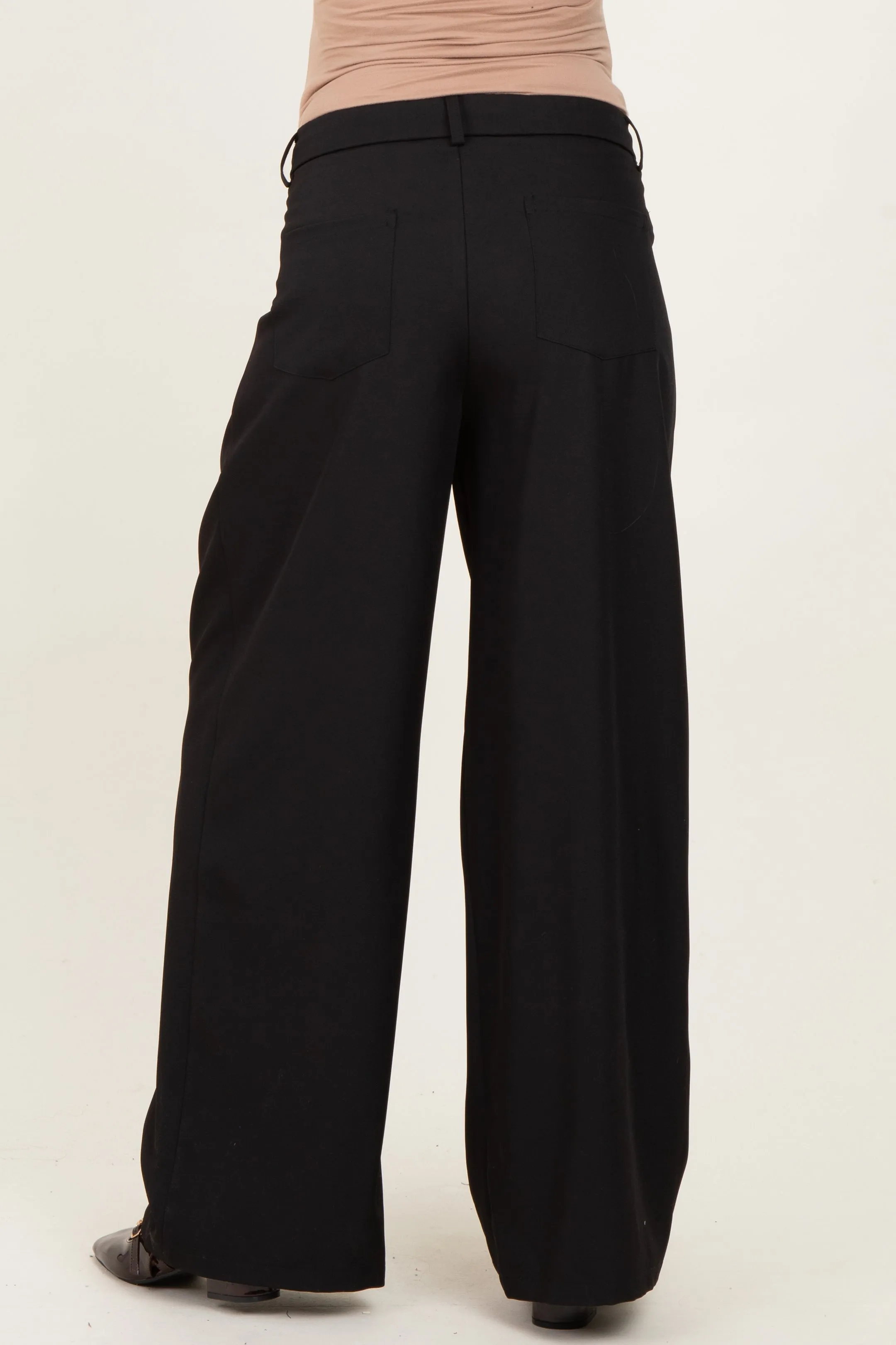 Black Drawstring Pleated Maternity Wide Leg Trousers sold by Pinkblush product image thumbnail 4