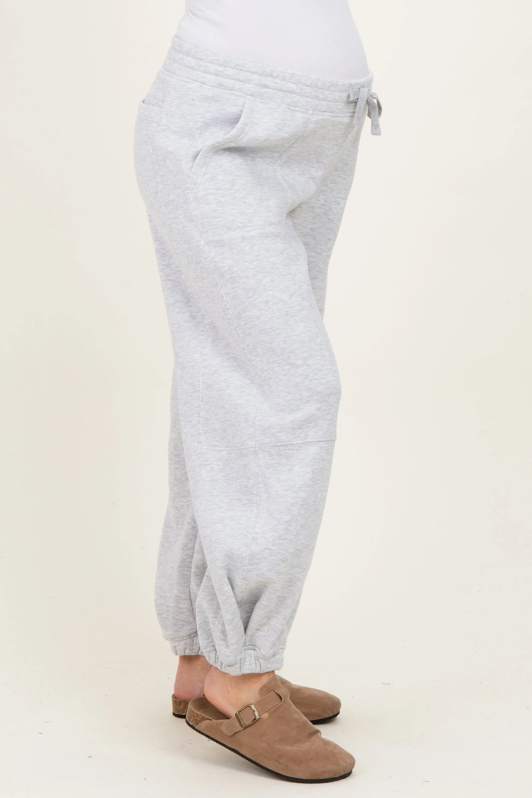 Heather Grey Multi Seam Fleece Maternity Sweatpants sold by Pinkblush product image thumbnail 3
