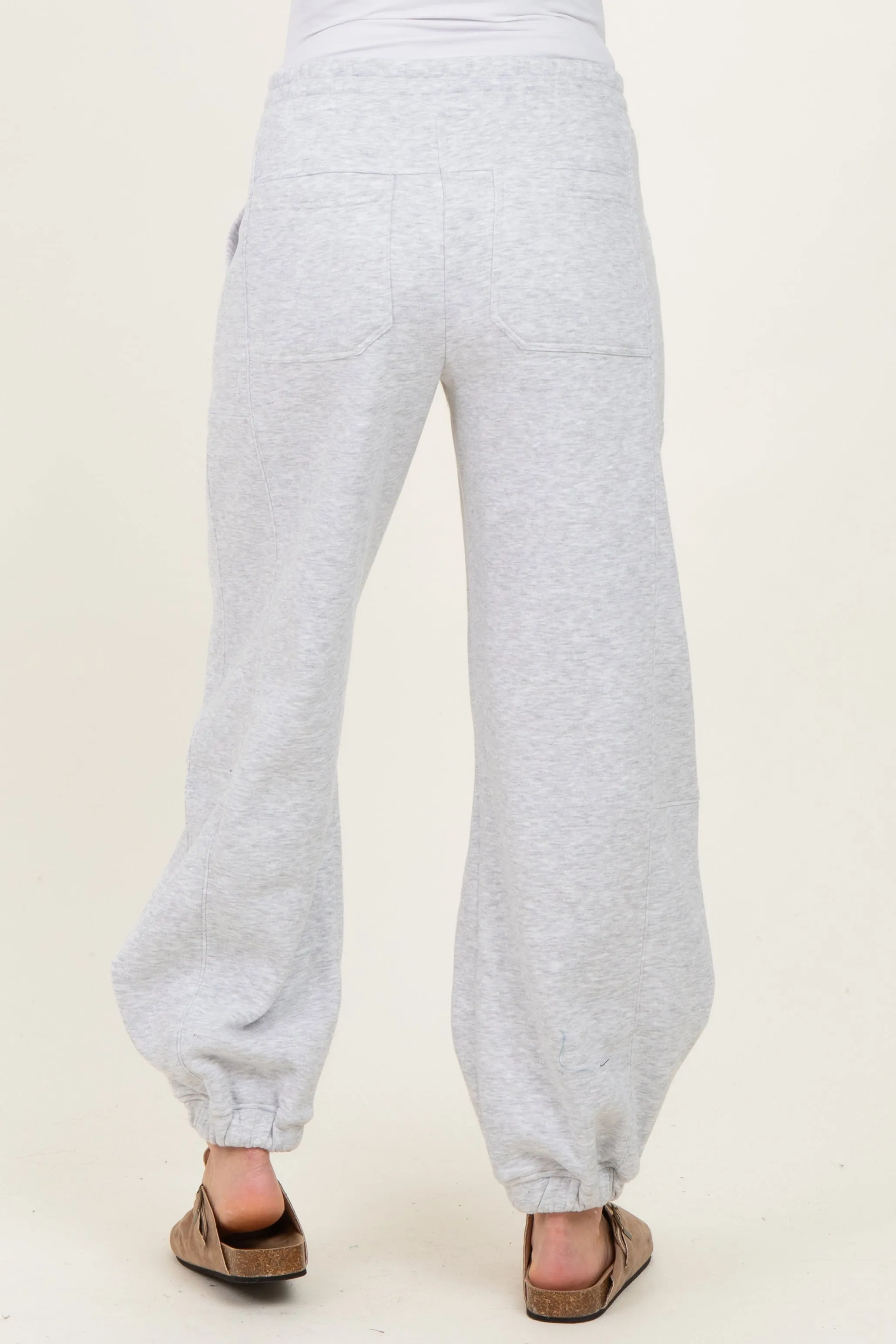 Heather Grey Multi Seam Fleece Maternity Sweatpants sold by Pinkblush product image thumbnail 4