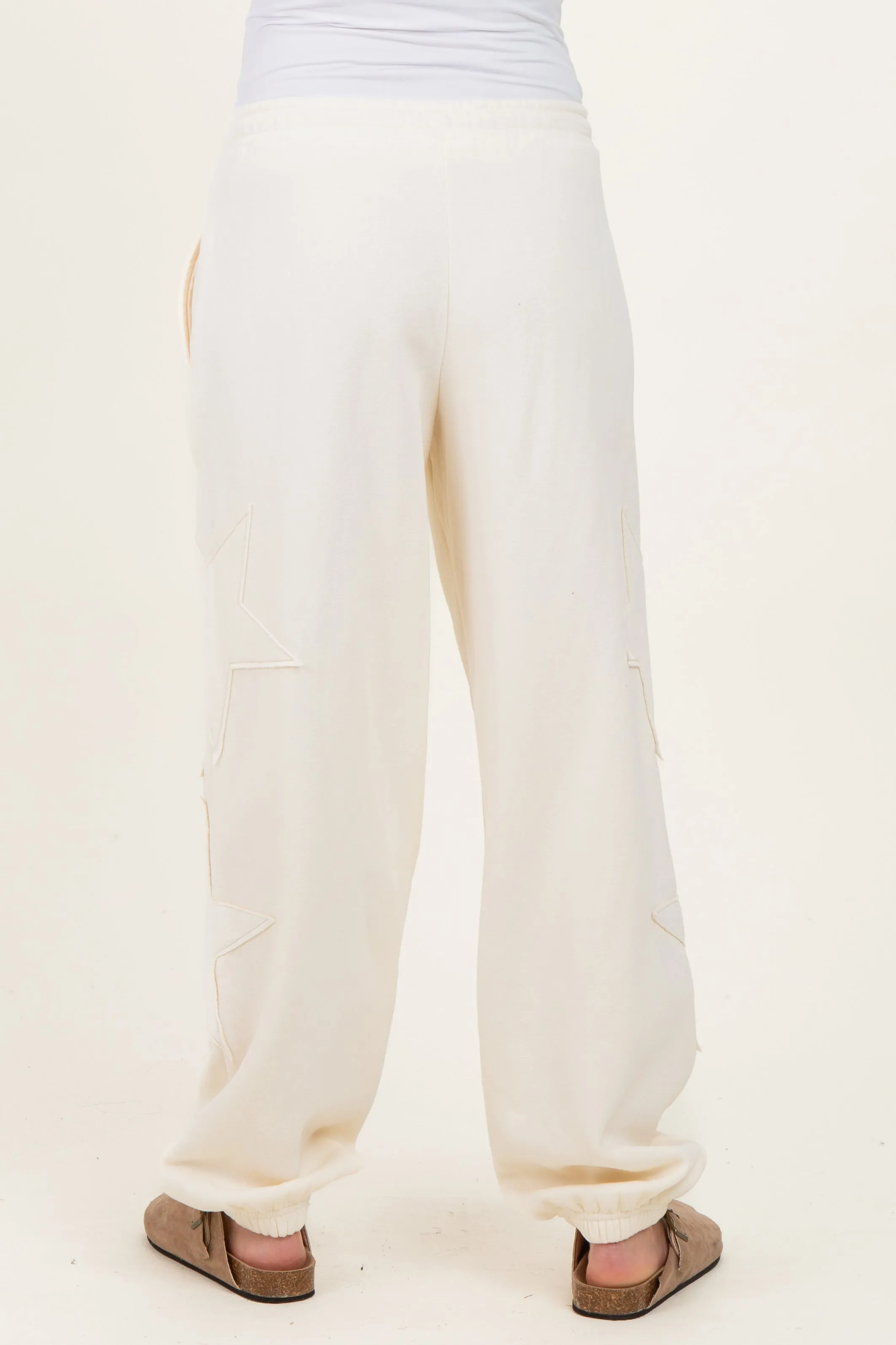 Cream Star Patch Maternity Drawstring Sweatpants sold by Pinkblush product image thumbnail 4