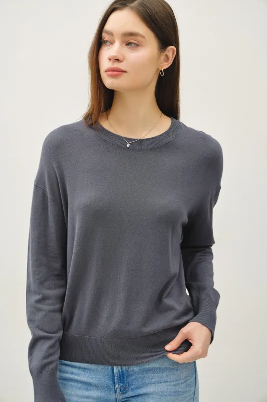 Charcoal Classic Crew Neck Sweater sold by Pinkblush