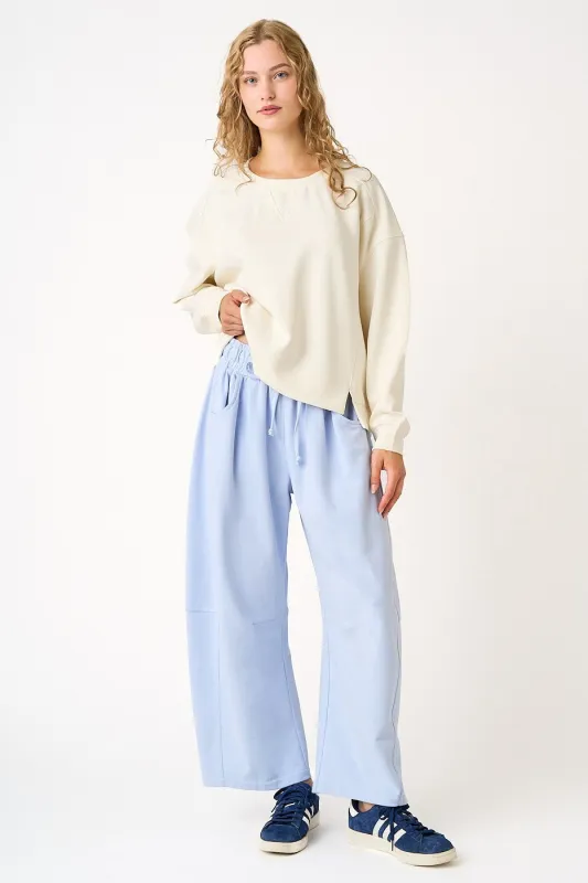 Light Blue Barrel Leg Terry Sweatpants sold by Pinkblush