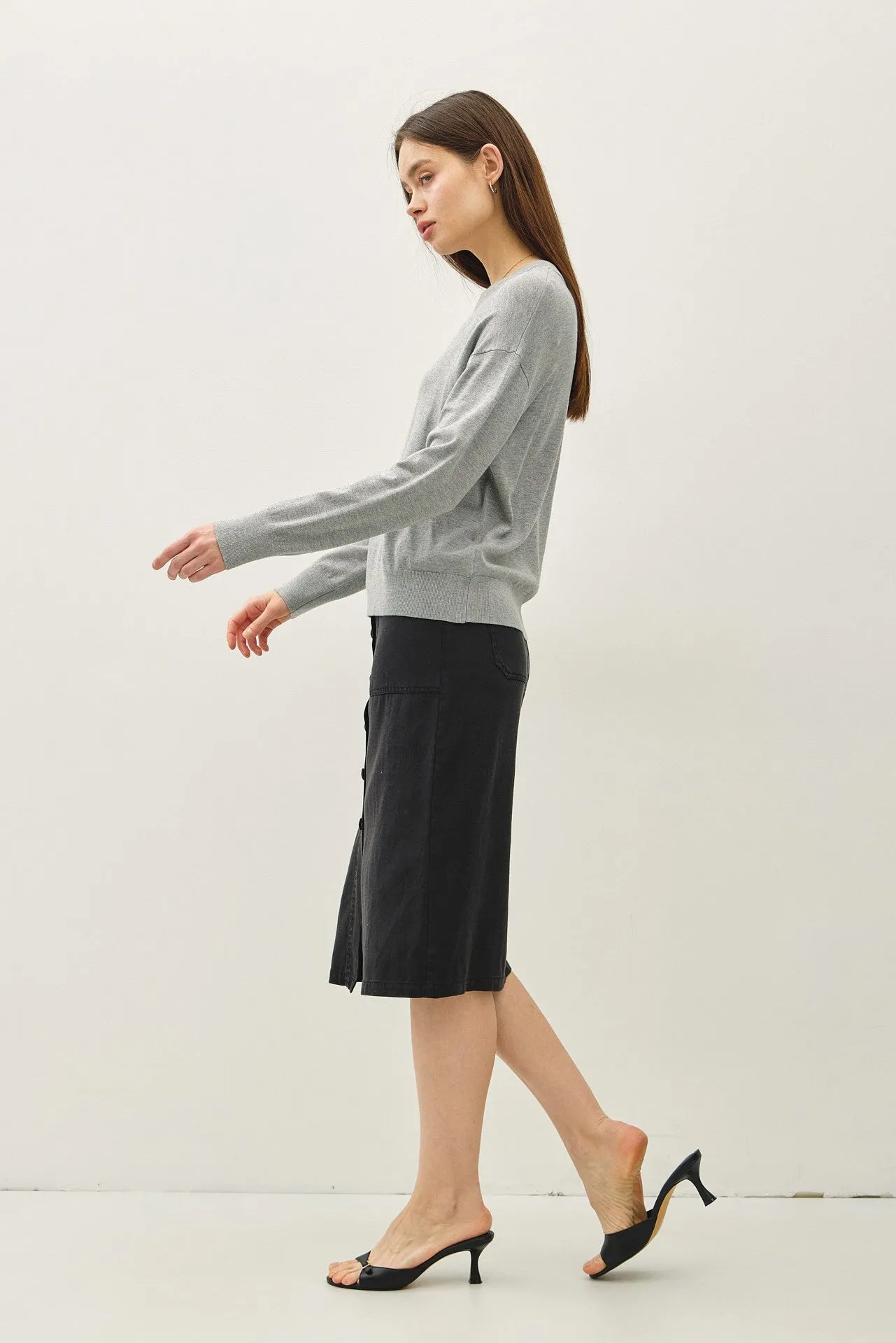 Heather Grey Classic Crew Neck Sweater sold by Pinkblush product image thumbnail 3