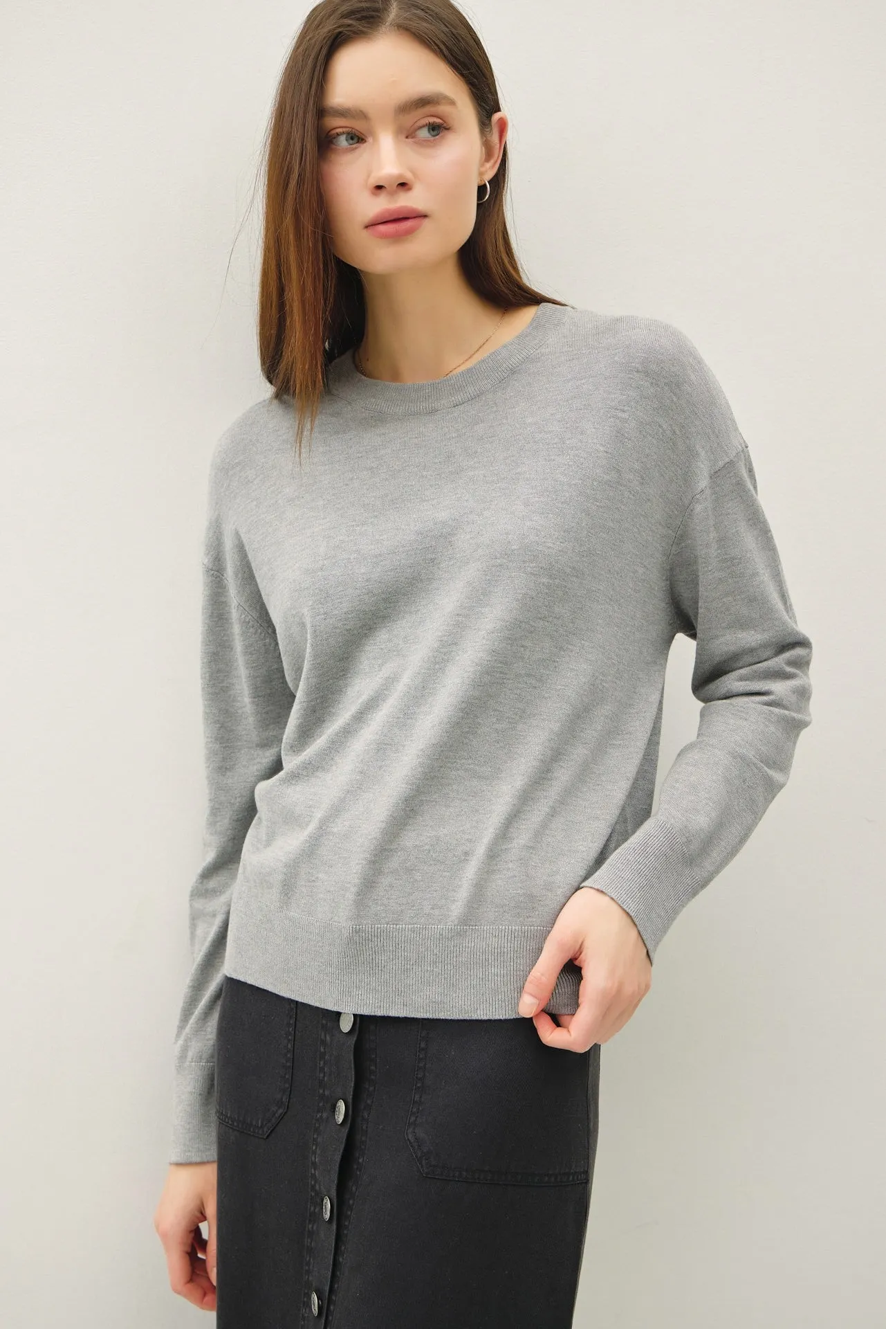 Heather Grey Classic Crew Neck Sweater sold by Pinkblush
