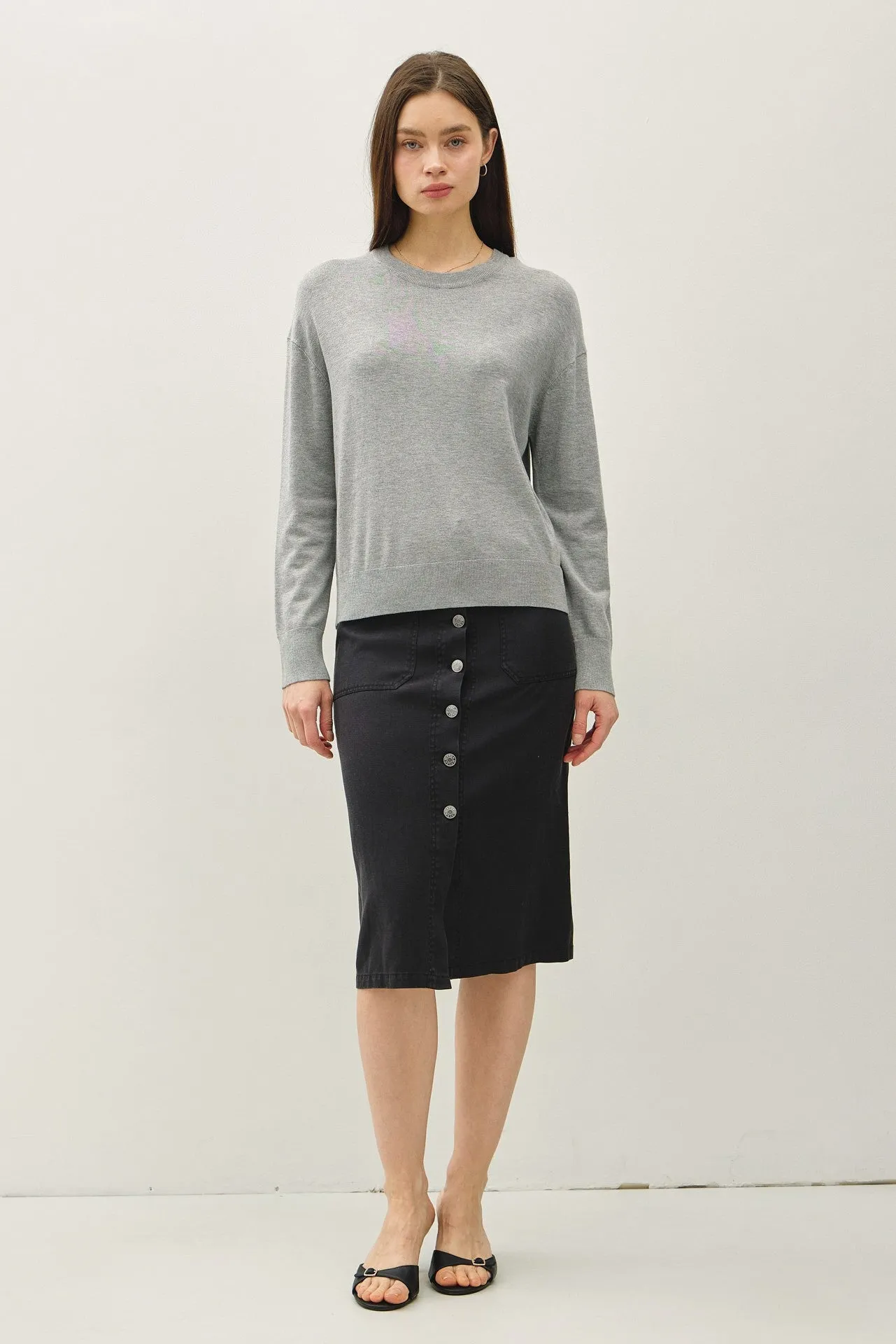 Heather Grey Classic Crew Neck Sweater sold by Pinkblush product image thumbnail 2