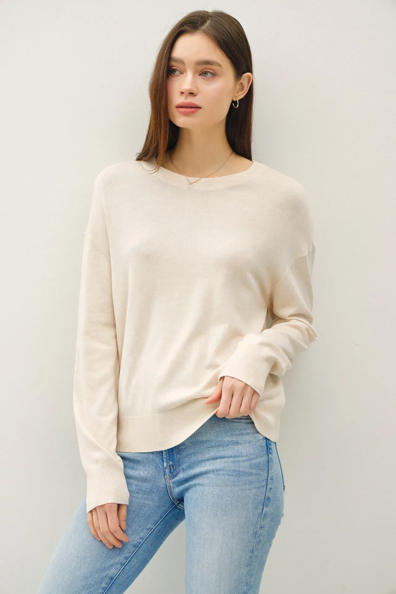 Oatmeal Classic Crew Neck Sweater sold by Pinkblush product image thumbnail 2