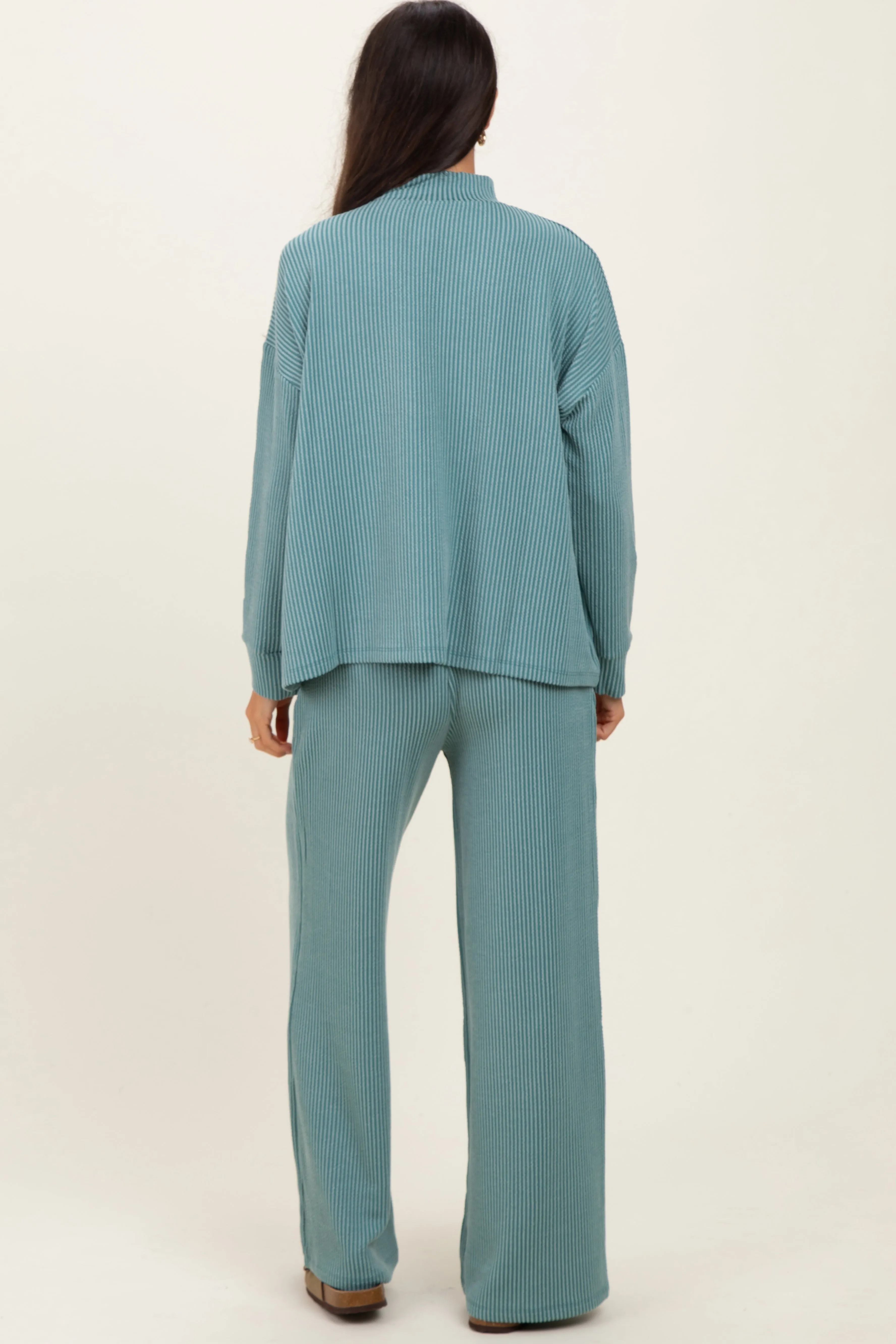 Jade Textured Rib Mock Neck Long Sleeve Pants Set sold by Pinkblush product image thumbnail 4