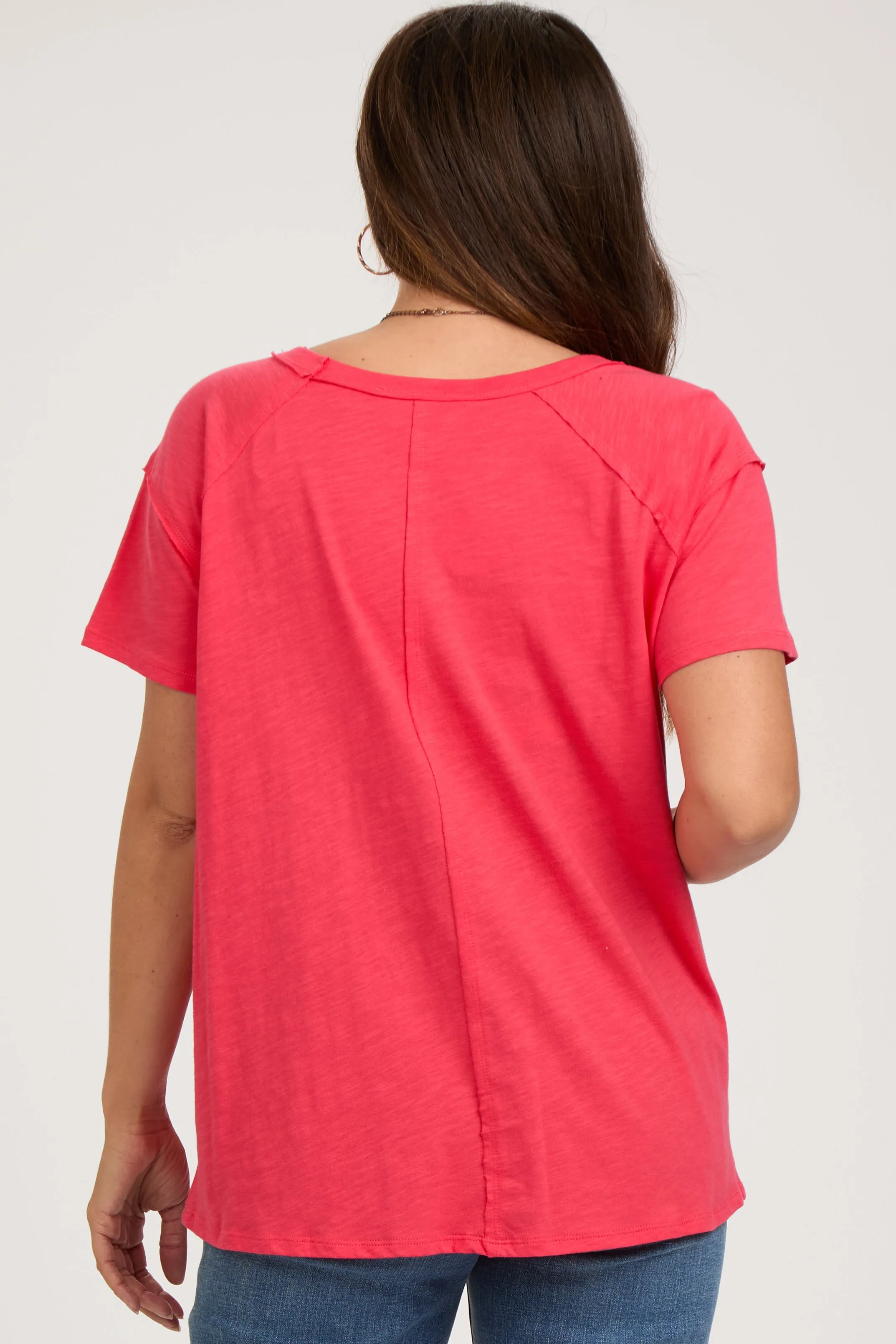 Red Raw Hem Maternity Short Sleeve Top sold by Pinkblush product image thumbnail 3