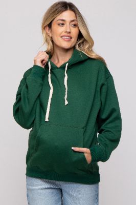 Forest Green Basic Fleece Maternity Hoodie sold by Pinkblush