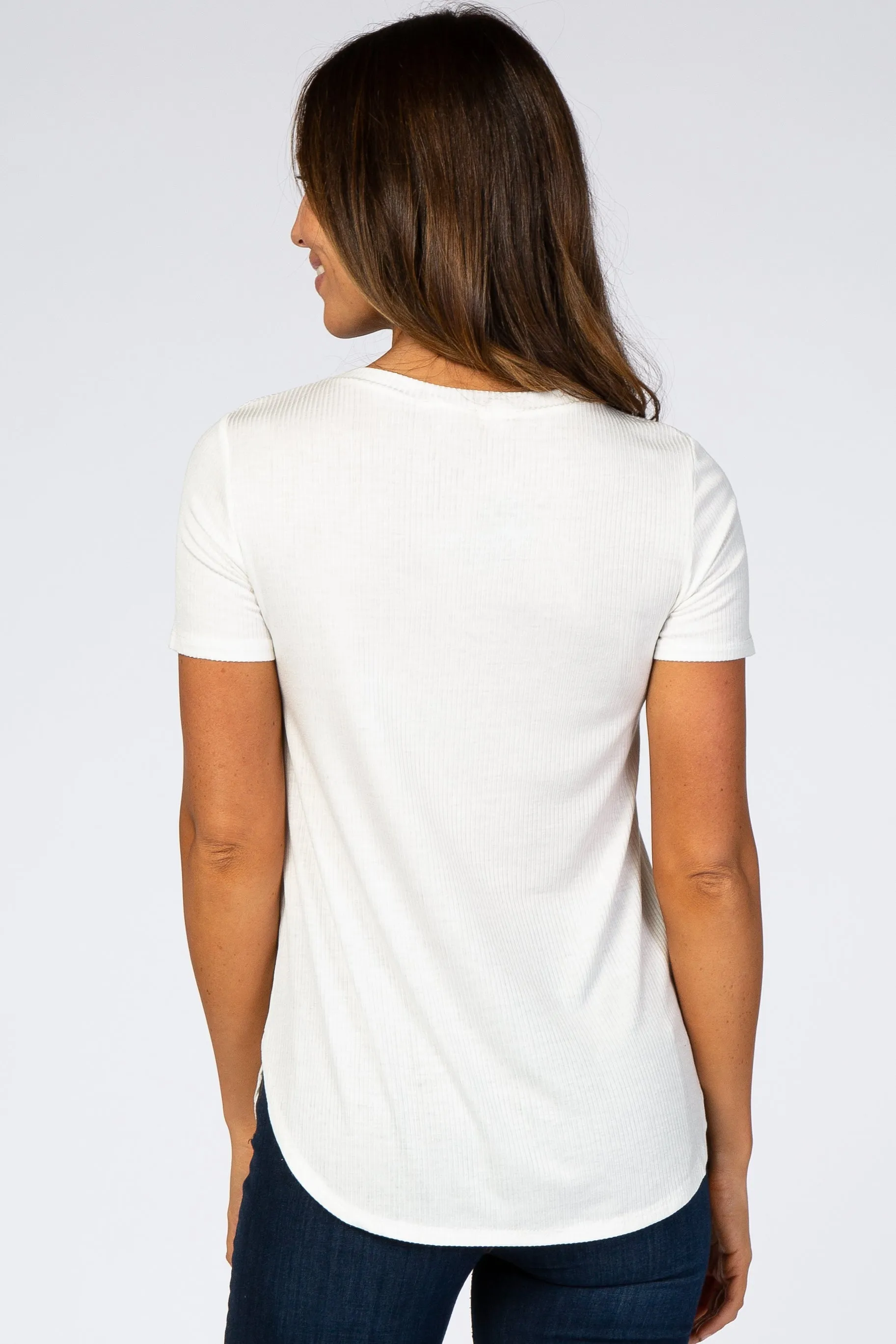 Ivory Ribbed Round Hem Top sold by Pinkblush product image thumbnail 3