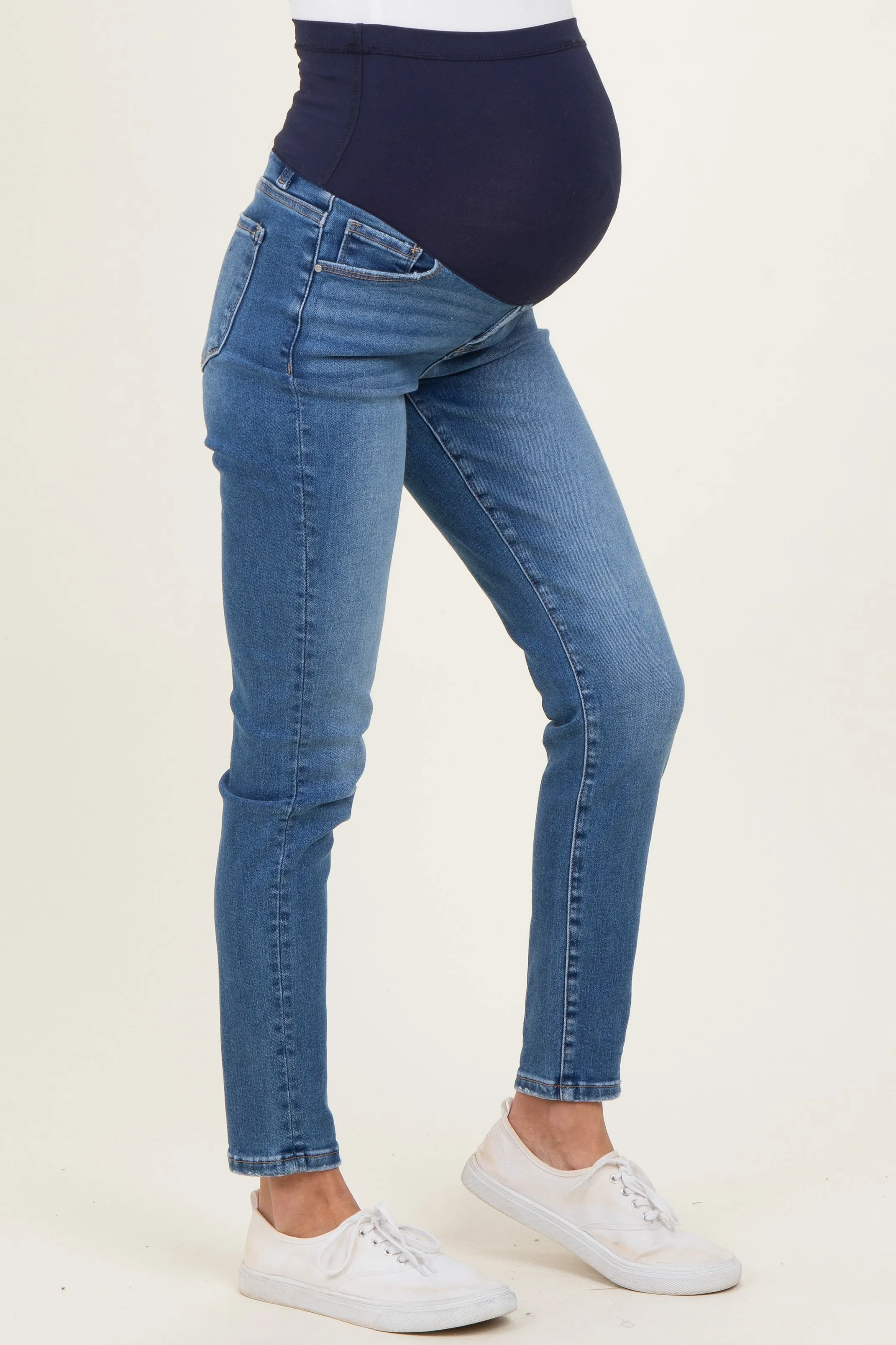Navy Dark Wash Maternity Skinny Jeans sold by Pinkblush product image thumbnail 3