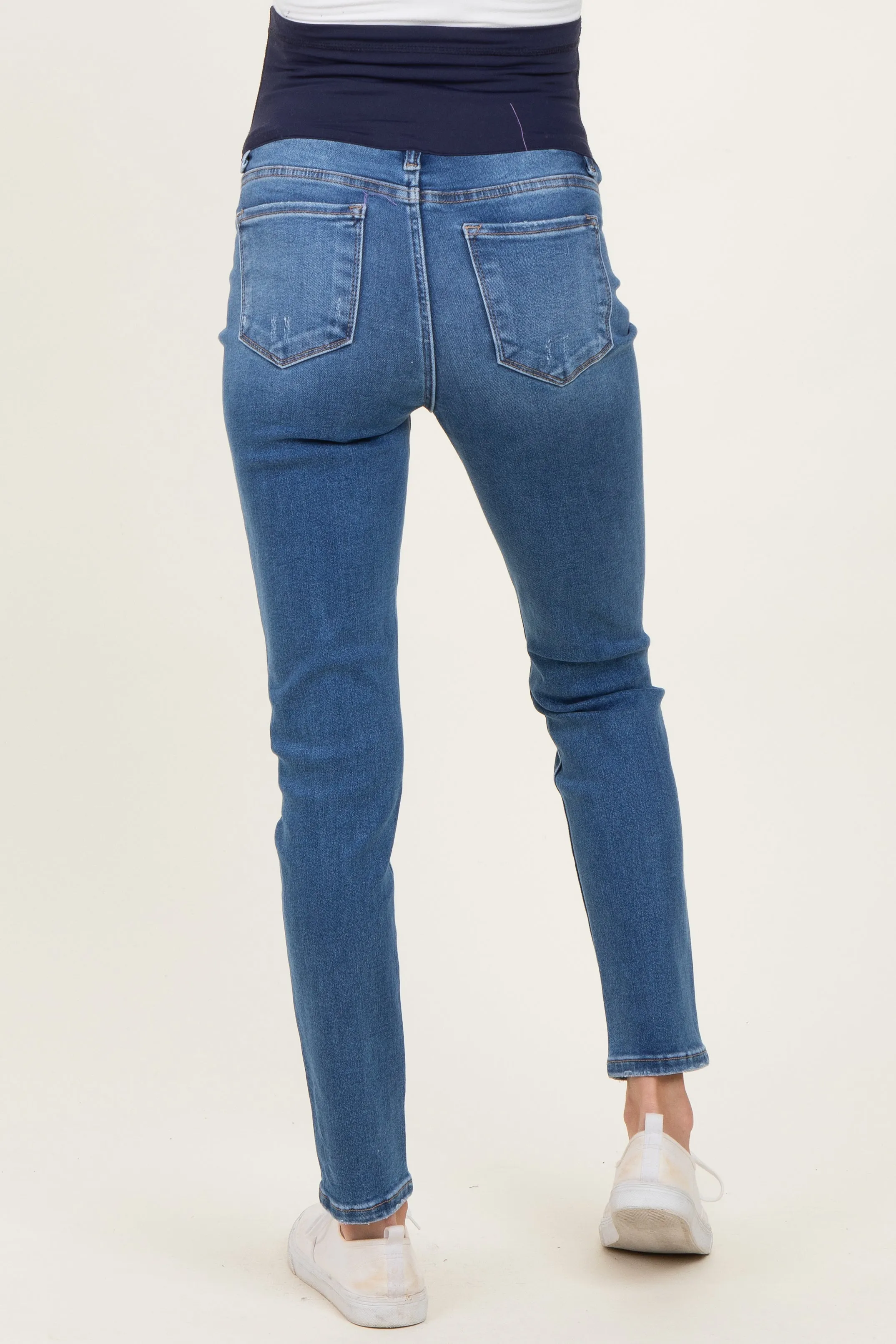 Navy Dark Wash Maternity Skinny Jeans sold by Pinkblush product image thumbnail 4
