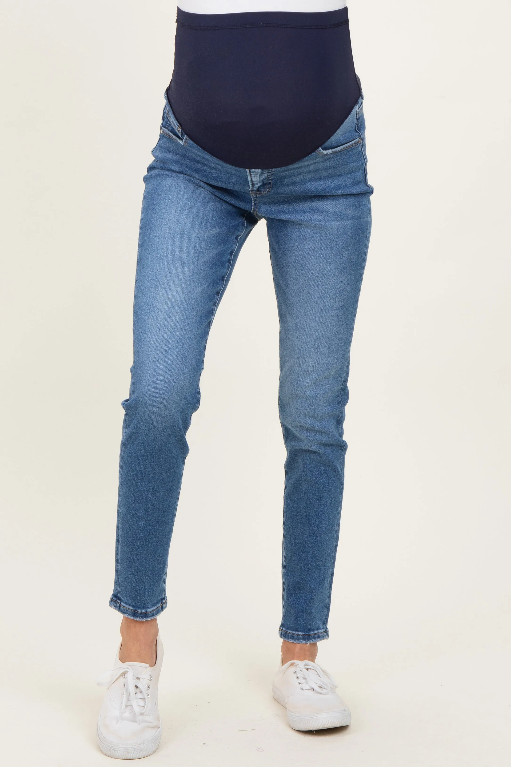 Navy Dark Wash Maternity Skinny Jeans sold by Pinkblush product image thumbnail 2
