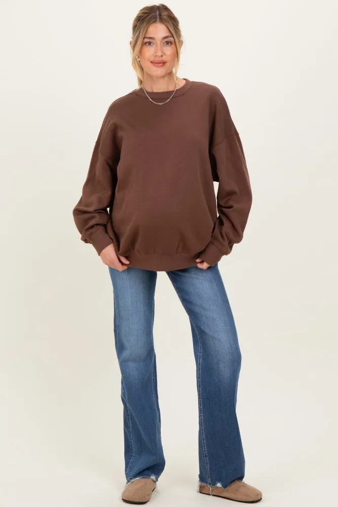 Brown Oversized Maternity Fleece Sweatshirt sold by Pinkblush product image thumbnail 2