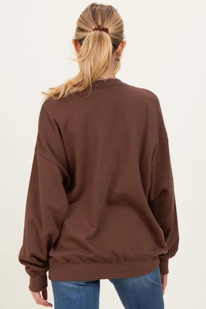 Brown Oversized Maternity Fleece Sweatshirt sold by Pinkblush product image thumbnail 4