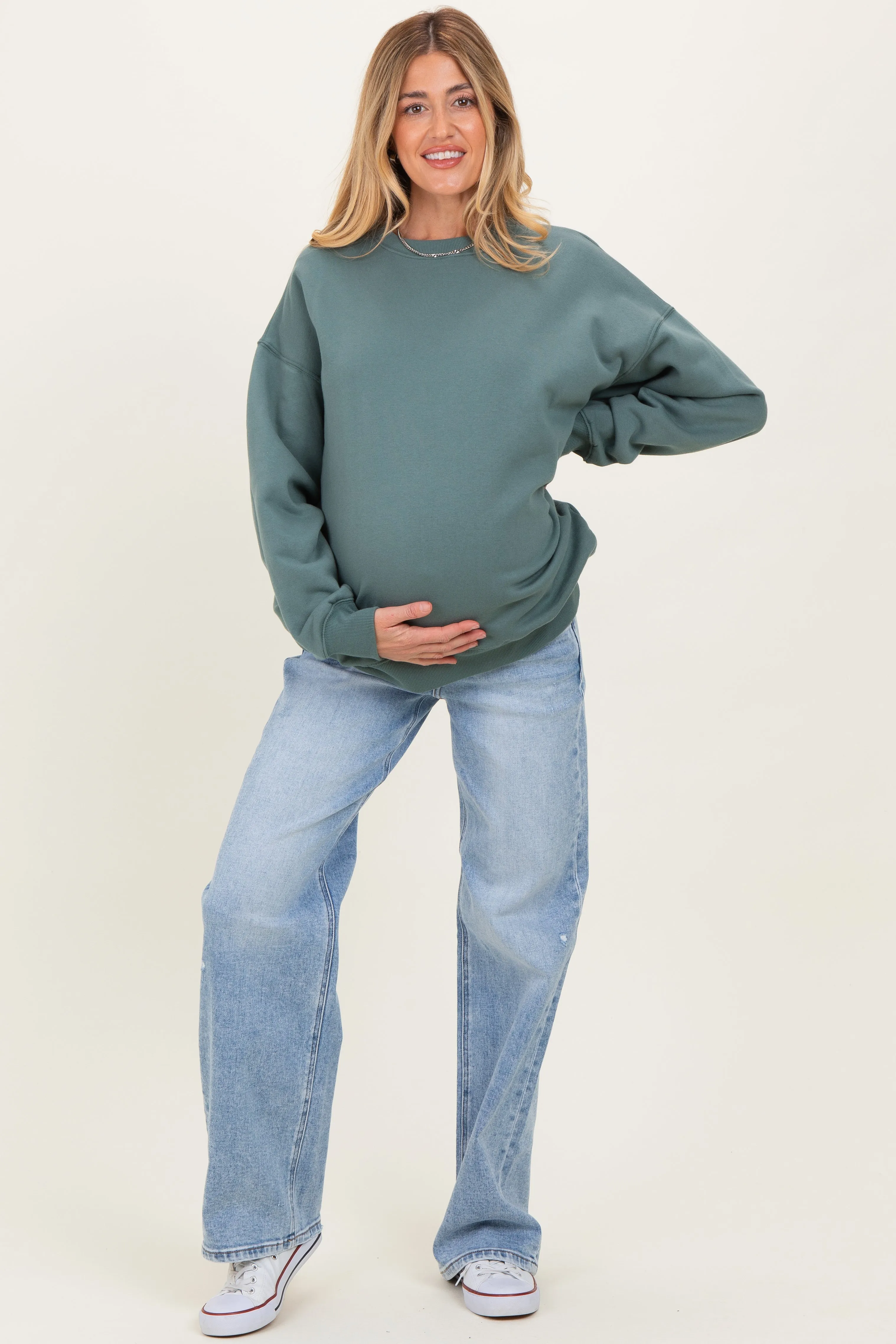 Ash Jade Oversized Maternity Fleece Sweatshirt sold by Pinkblush product image thumbnail 2
