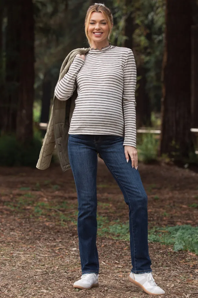 Navy Blue Distressed Hem Slim Straight Leg Maternity Jeans sold by Pinkblush