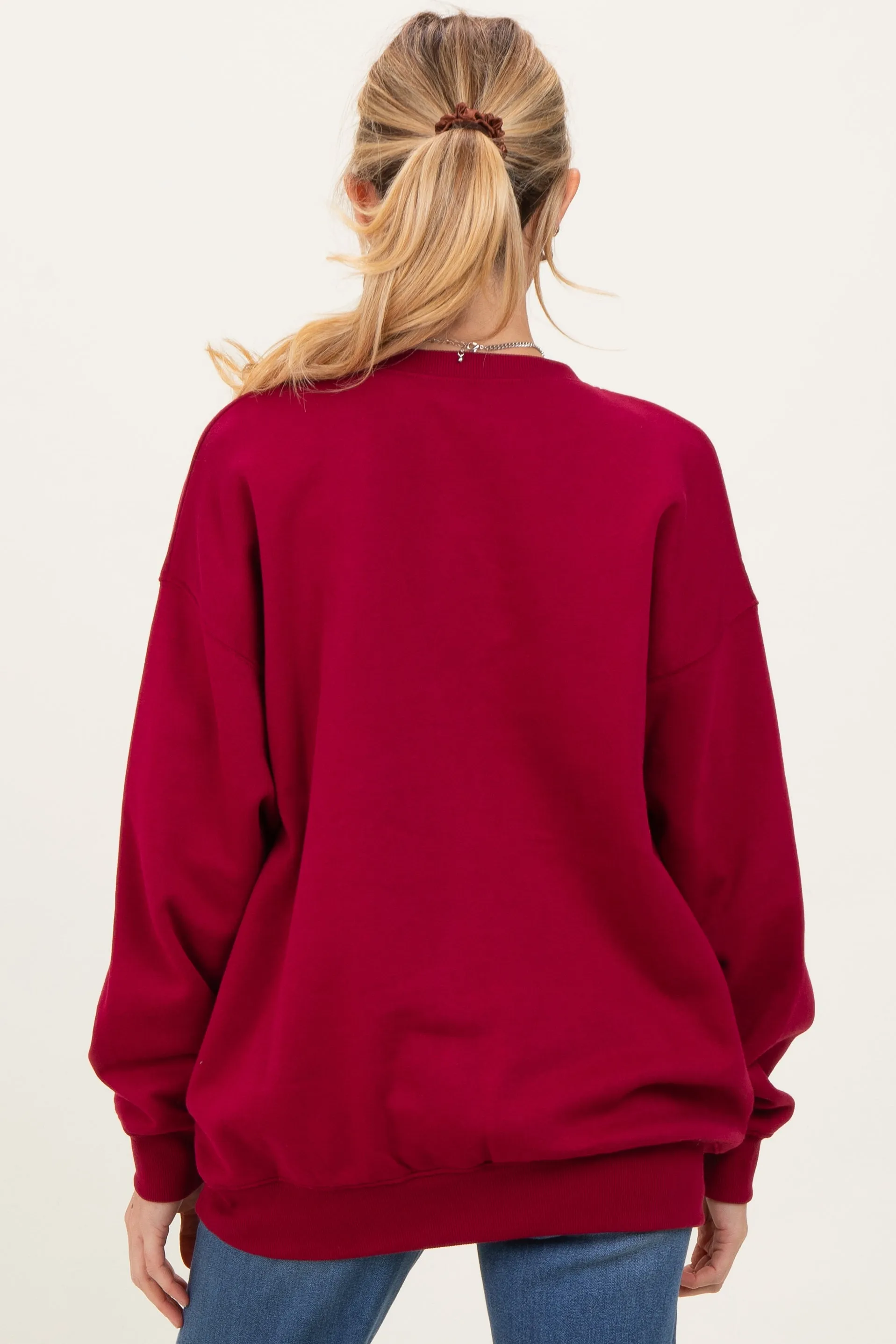 Red Oversized Maternity Fleece Sweatshirt sold by Pinkblush product image thumbnail 4