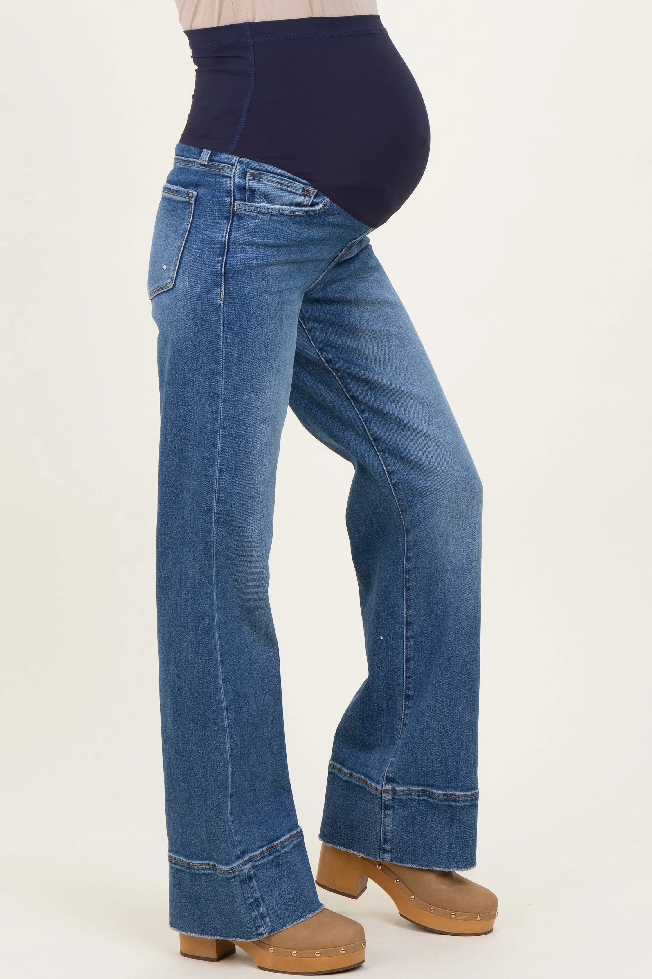 Blue Trouser Hem Wide Flare Maternity Jeans sold by Pinkblush product image thumbnail 4