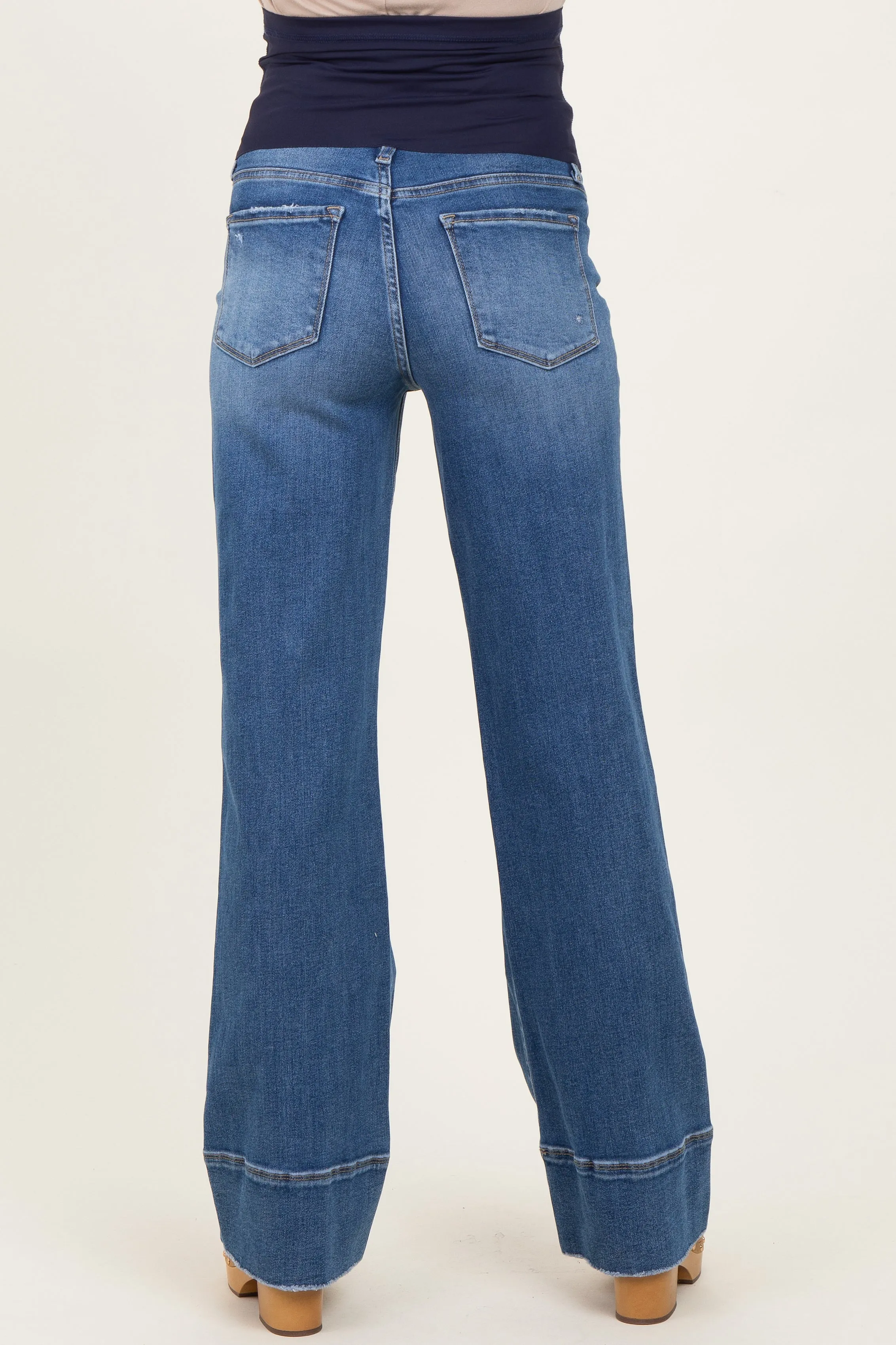 Blue Trouser Hem Wide Flare Maternity Jeans sold by Pinkblush product image thumbnail 5