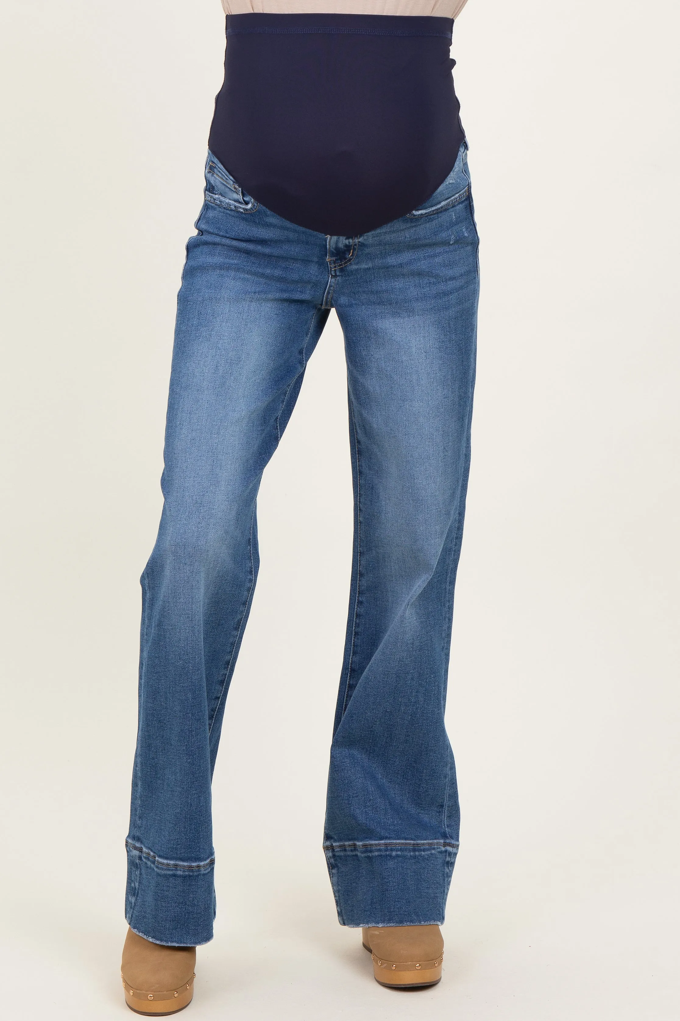 Blue Trouser Hem Wide Flare Maternity Jeans sold by Pinkblush product image thumbnail 3