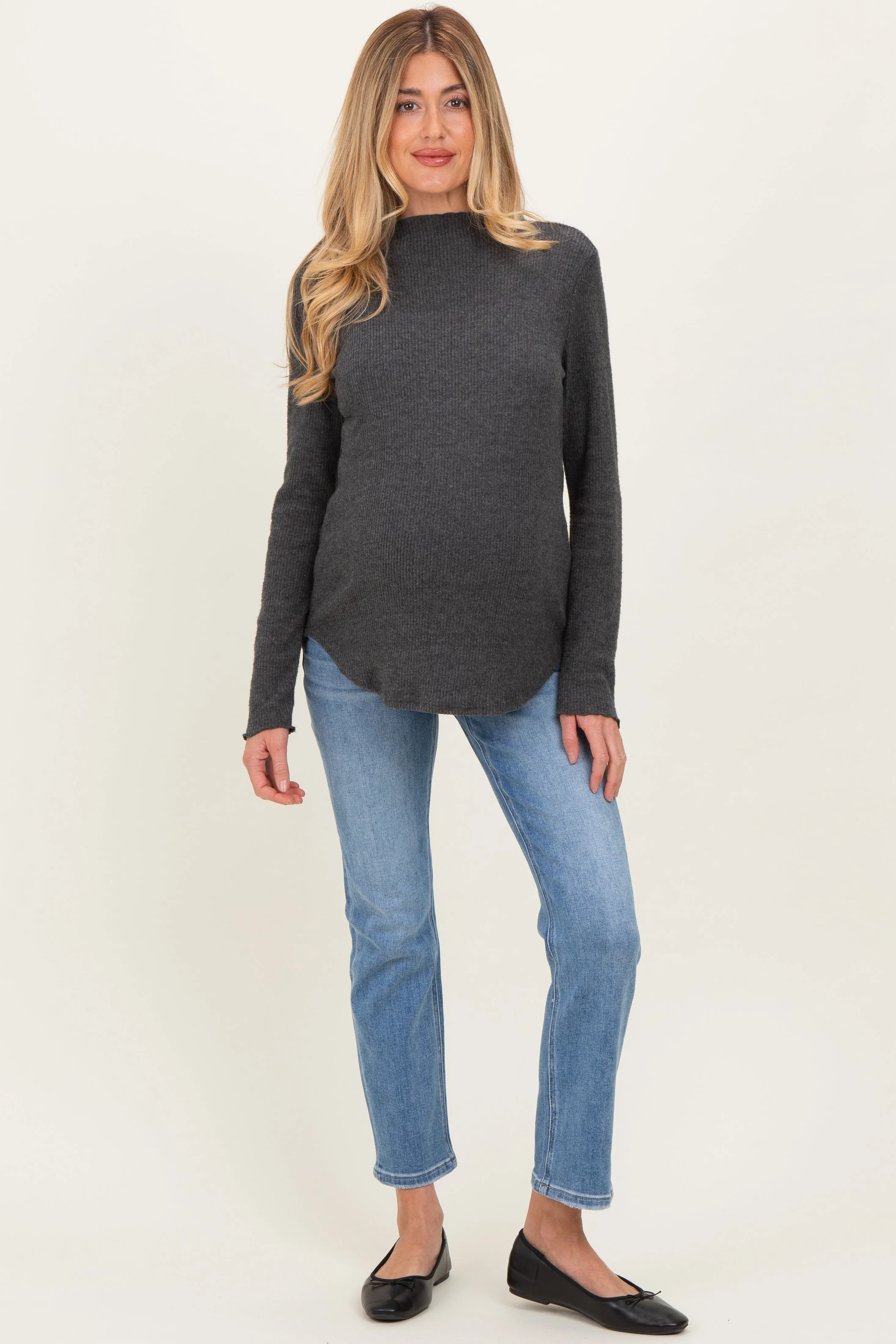 Blue Ankle Slim Straight Leg Maternity Jeans sold by Pinkblush