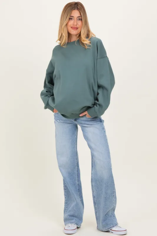 Light Blue Lightly Distressed Maternity Wide Leg Jeans made by Risen