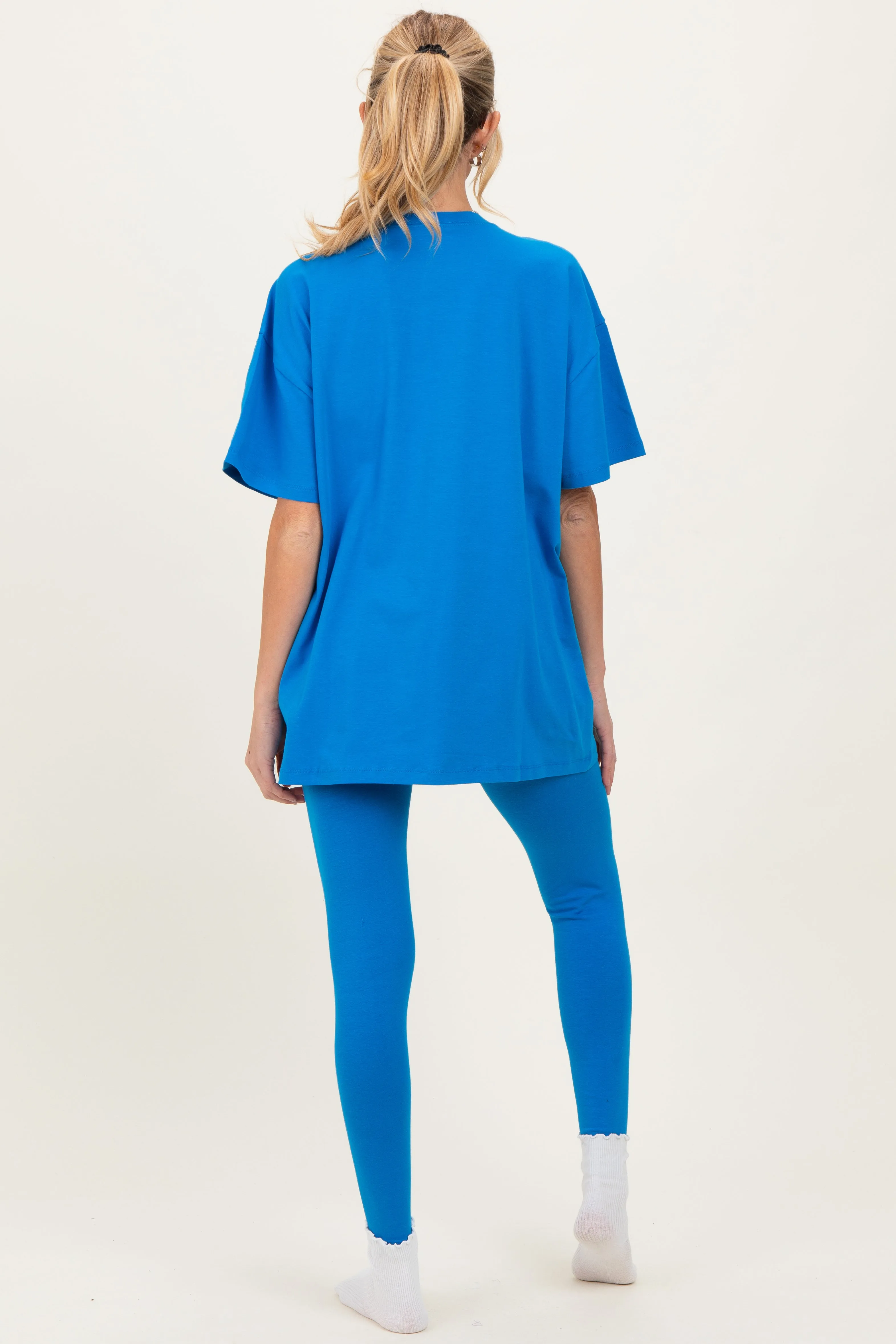 Ocean Blue Oversized Crewneck Short Sleeve and Legging Maternity Set sold by Pinkblush product image thumbnail 3