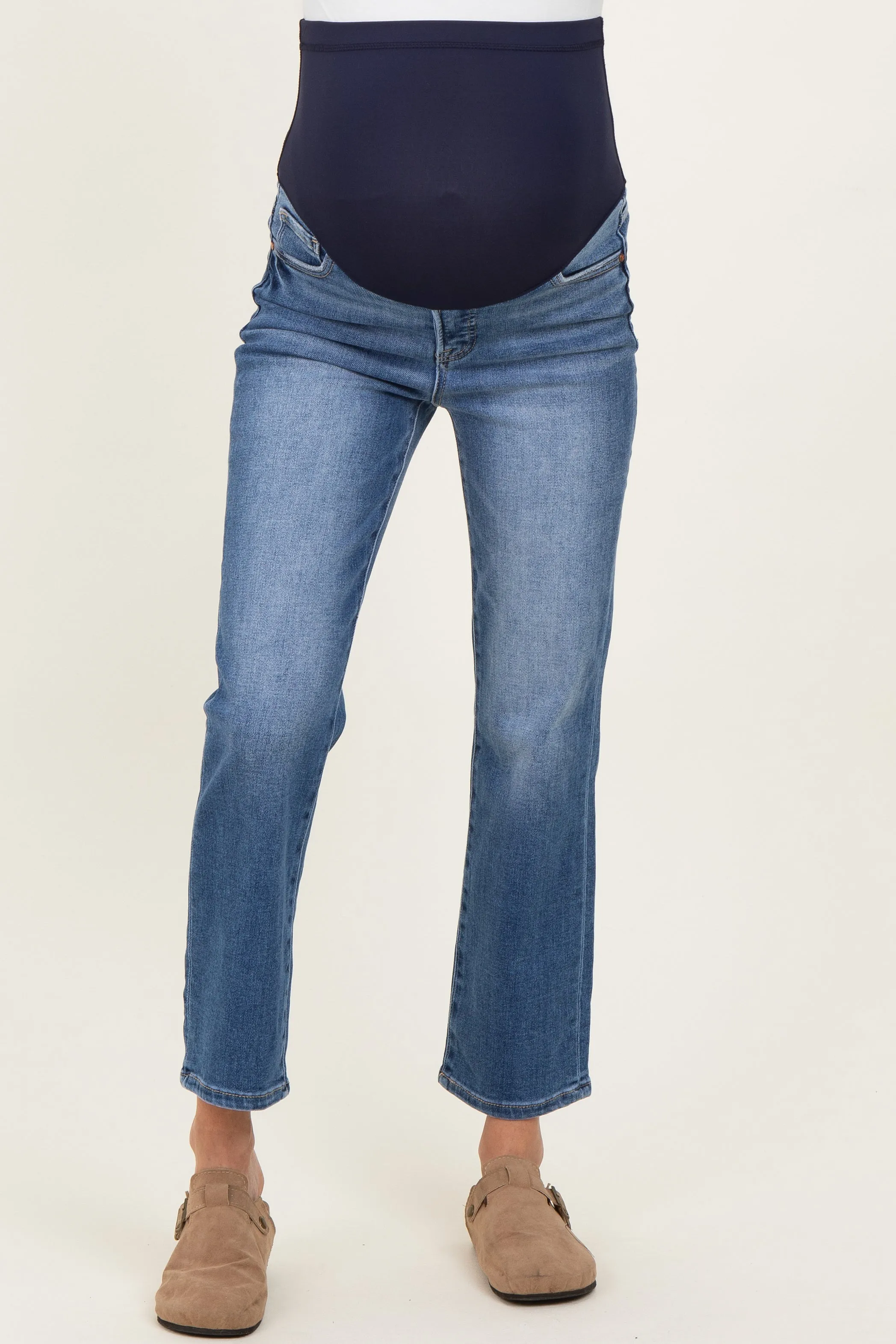 Blue Medium Wash Ankle Straight Leg Maternity Jeans sold by Pinkblush product image thumbnail 3